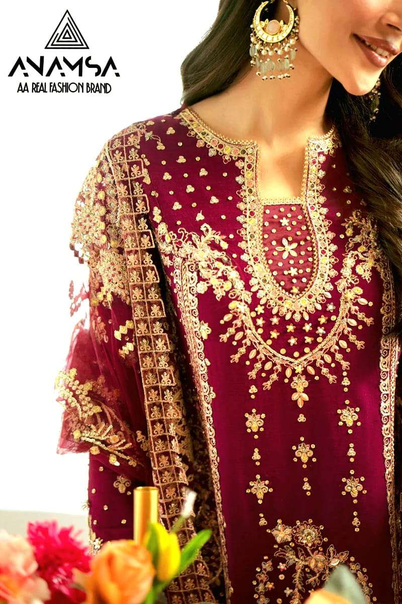 Anamsa 289 Faux Georgette Embroidered Pakistani Suits Wholesale catalog