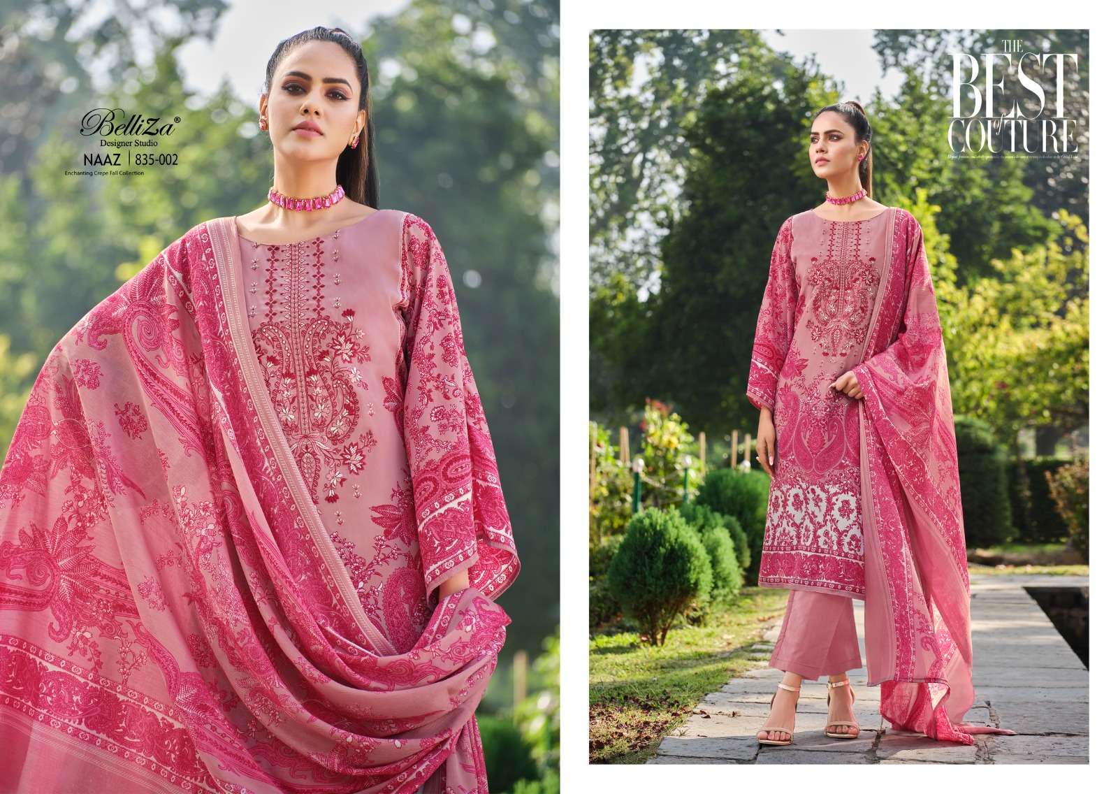 Belliza Naaz Pure Crepe Designer Dress Material Wholesale catalog