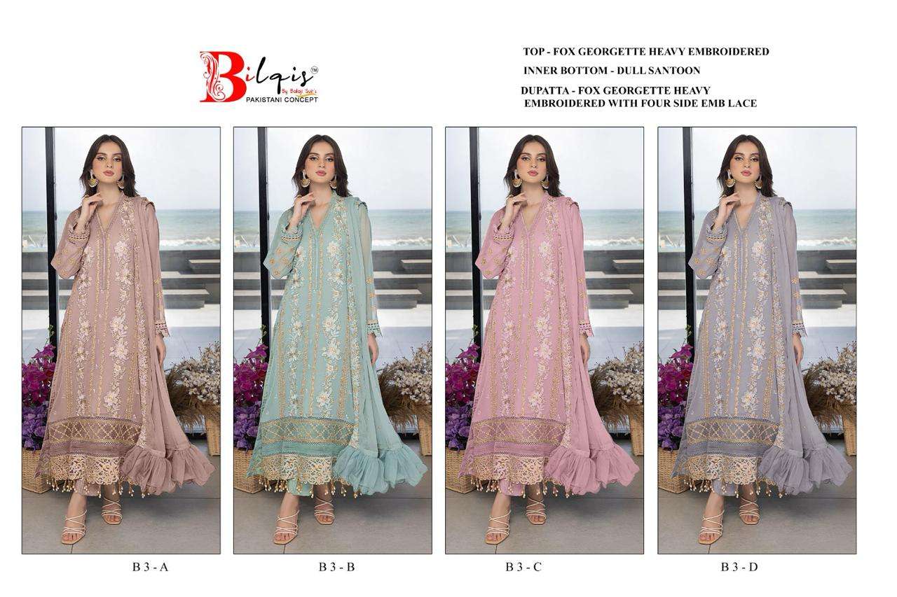 Bilqis B 03 Pakistani Suits Wholesale catalog