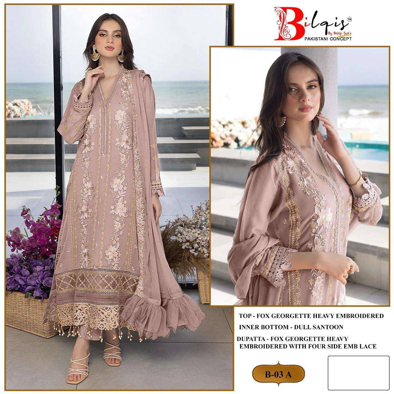 Bilqis B 03 Pakistani Suits Wholesale catalog