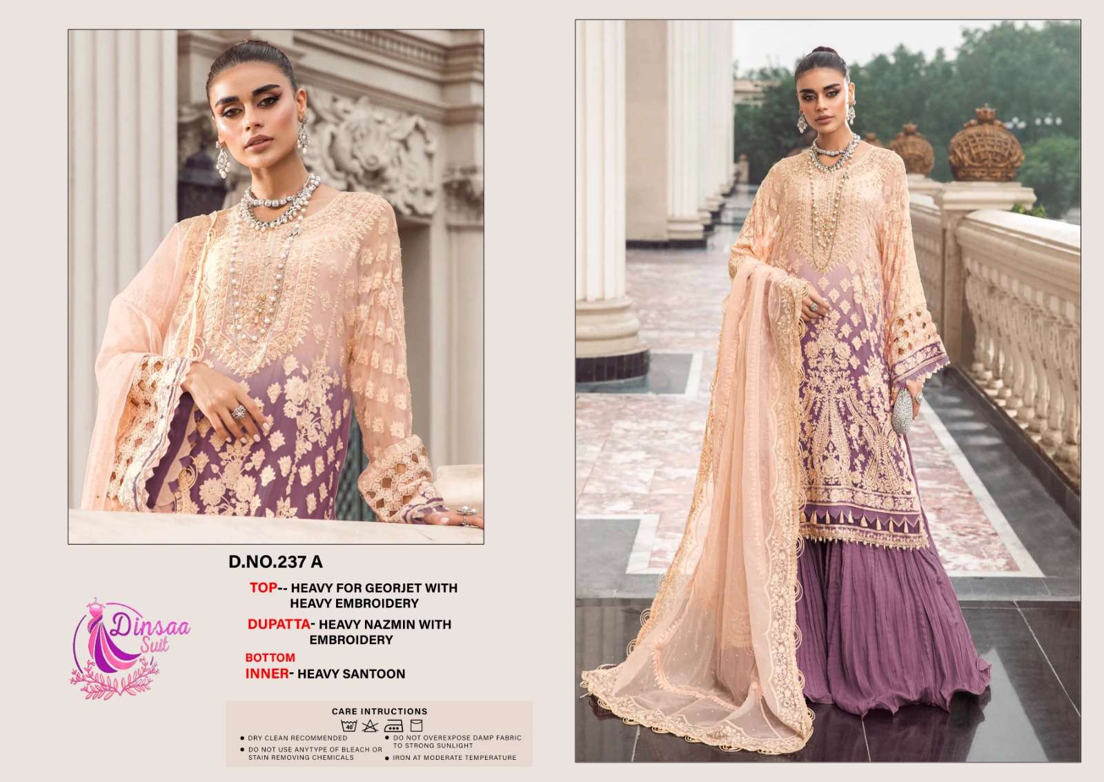 Dinsaa 237 Heavy Faux Georgette Pakistani Suits Wholesale catalog