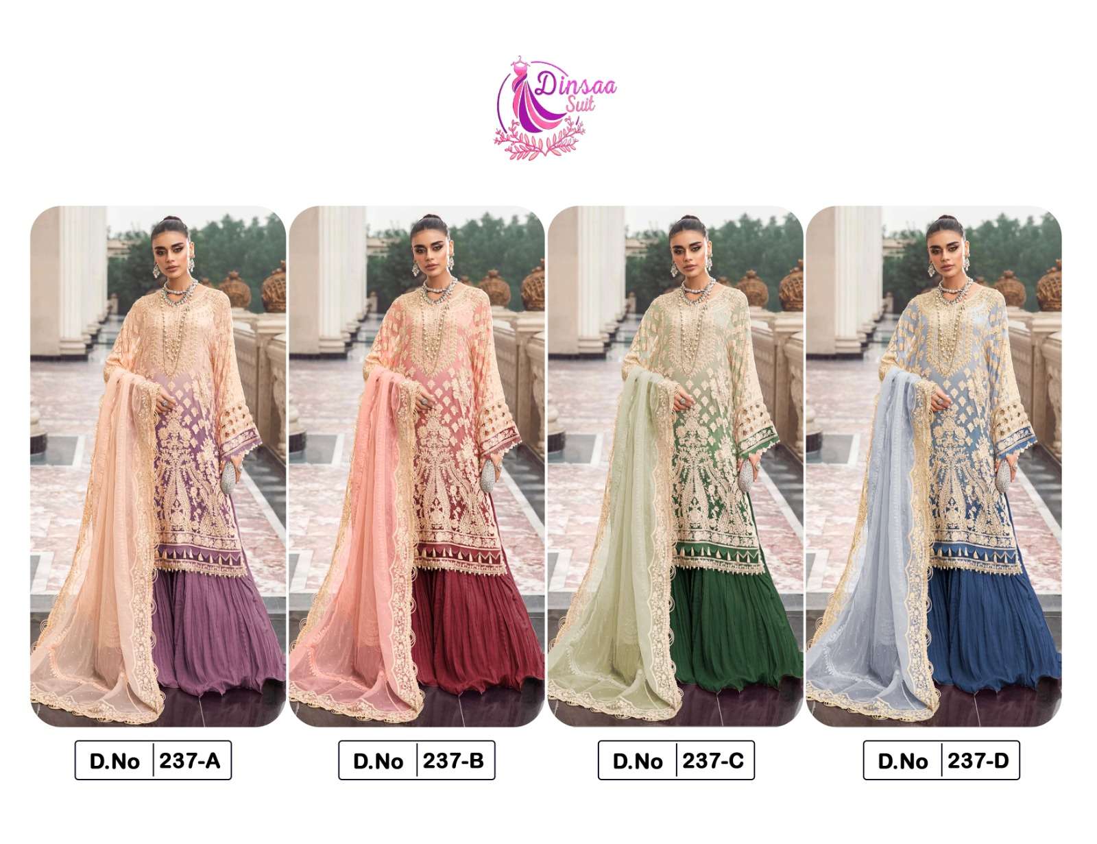 Dinsaa 237 Heavy Faux Georgette Pakistani Suits Wholesale catalog