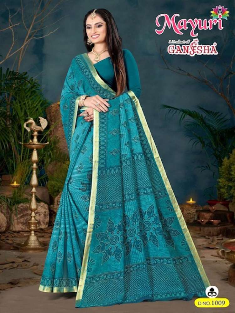 Ganesha Mayuri Cotton Saree With Border -Wholesale Catalog