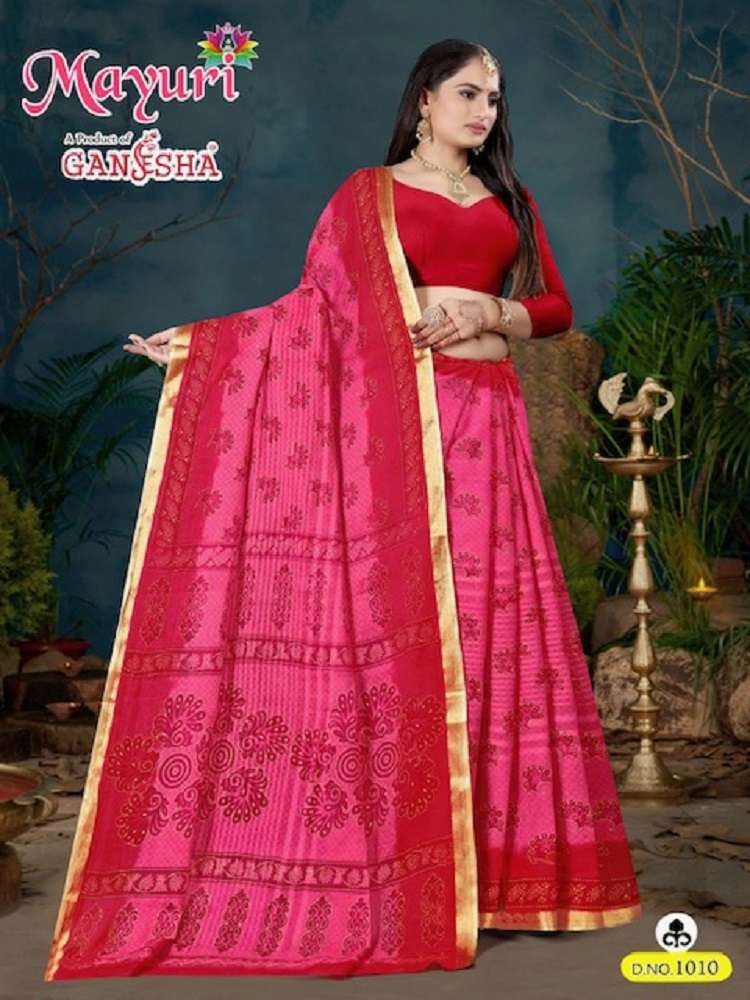 Ganesha Mayuri Cotton Saree With Border -Wholesale Catalog