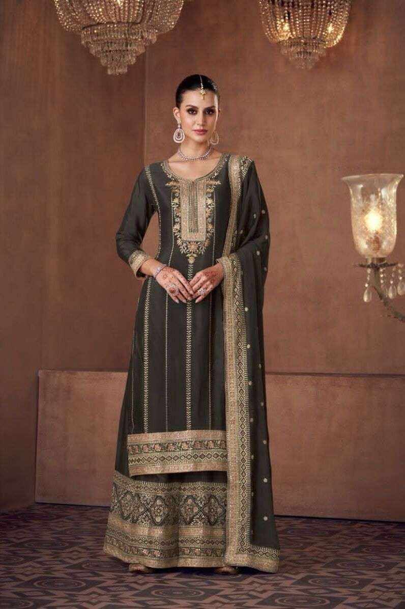 Gulkayra Veeda Real Chinnon Designer Salwar Suits Wholesale catalog