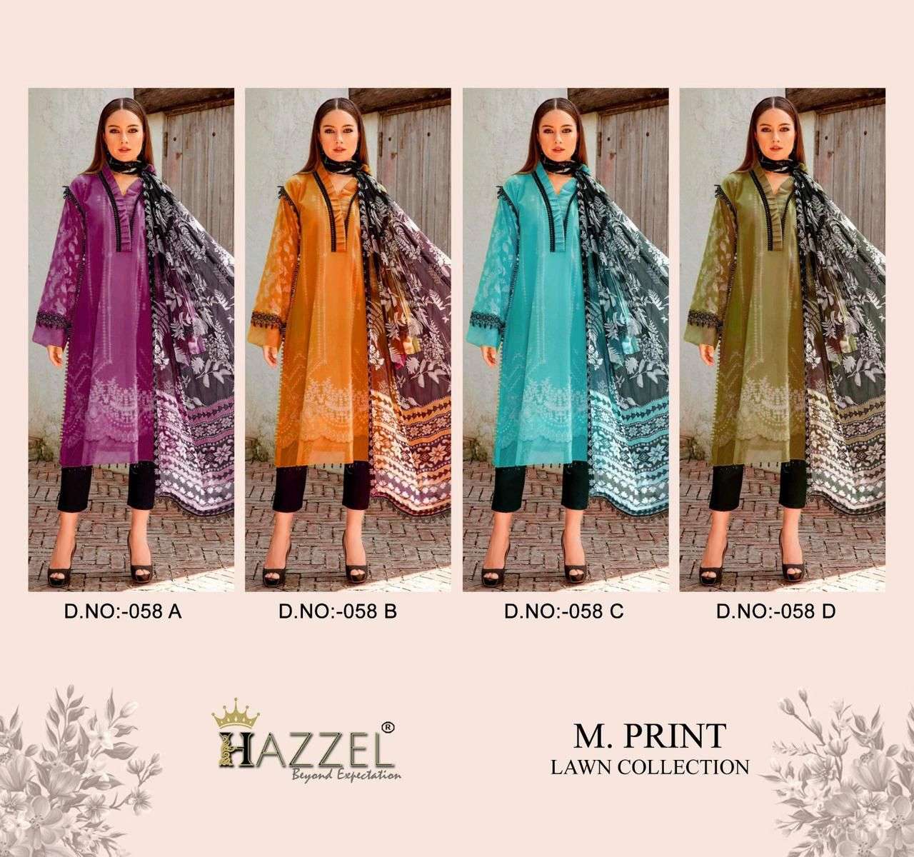 Hazzel M Print 058 Cotton Dupatta Pakistani Suits Wholesale catalog