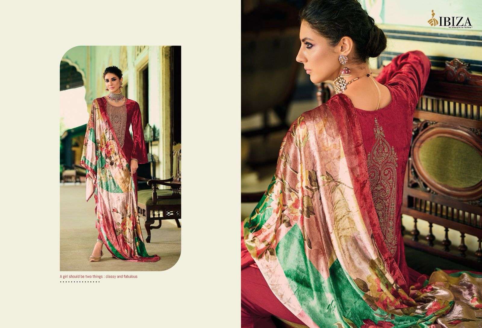 Ibiza Khoob Surat Viscose Velvet Pashmina Dress Material Wholesale catalog