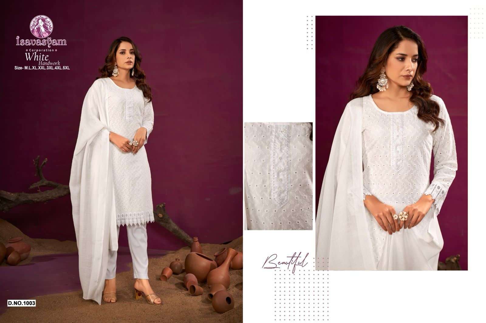 Isavasyam corporation White Handwok Kurti Wholesale catalog