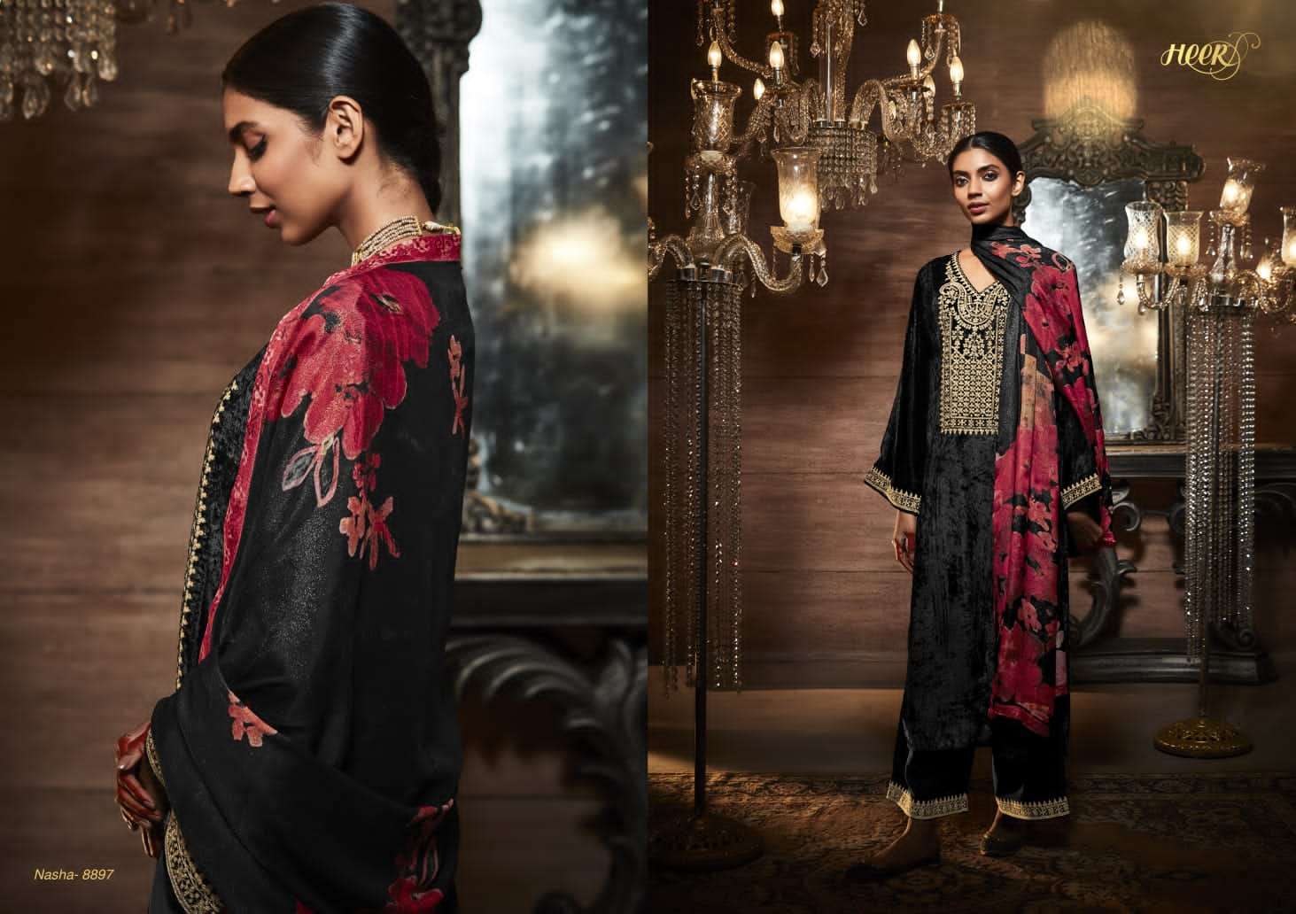 Kimora Heer Nasha Velvet Pashmina Dress Material Wholesale catalog