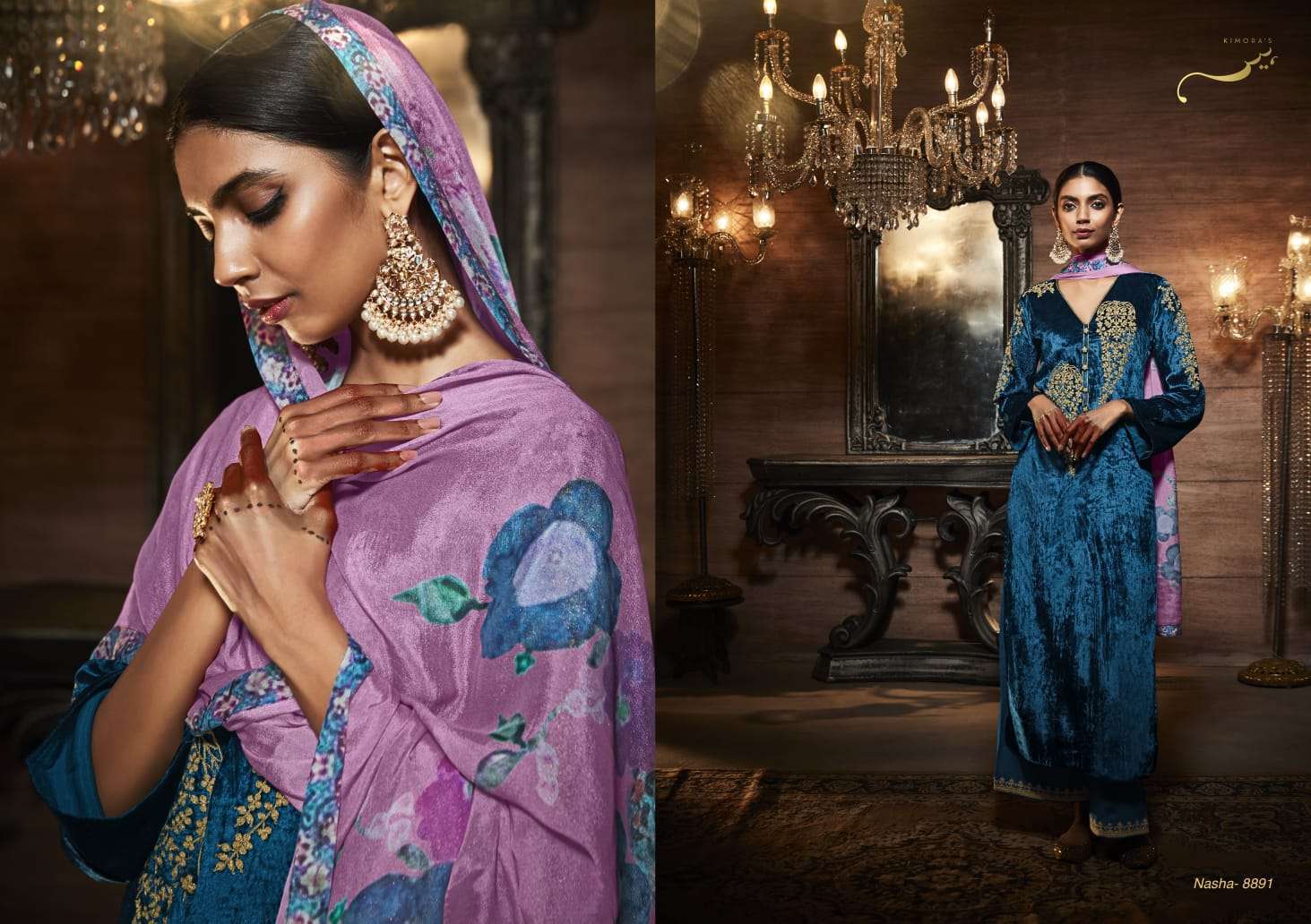 Kimora Heer Nasha Velvet Pashmina Dress Material Wholesale catalog