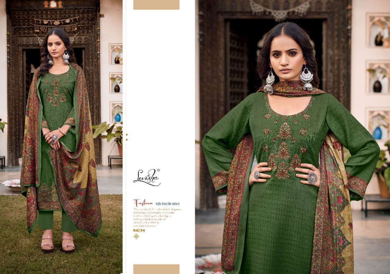 Levisha Nikhaar Pure Pashmina Dress Material Wholesale catalog