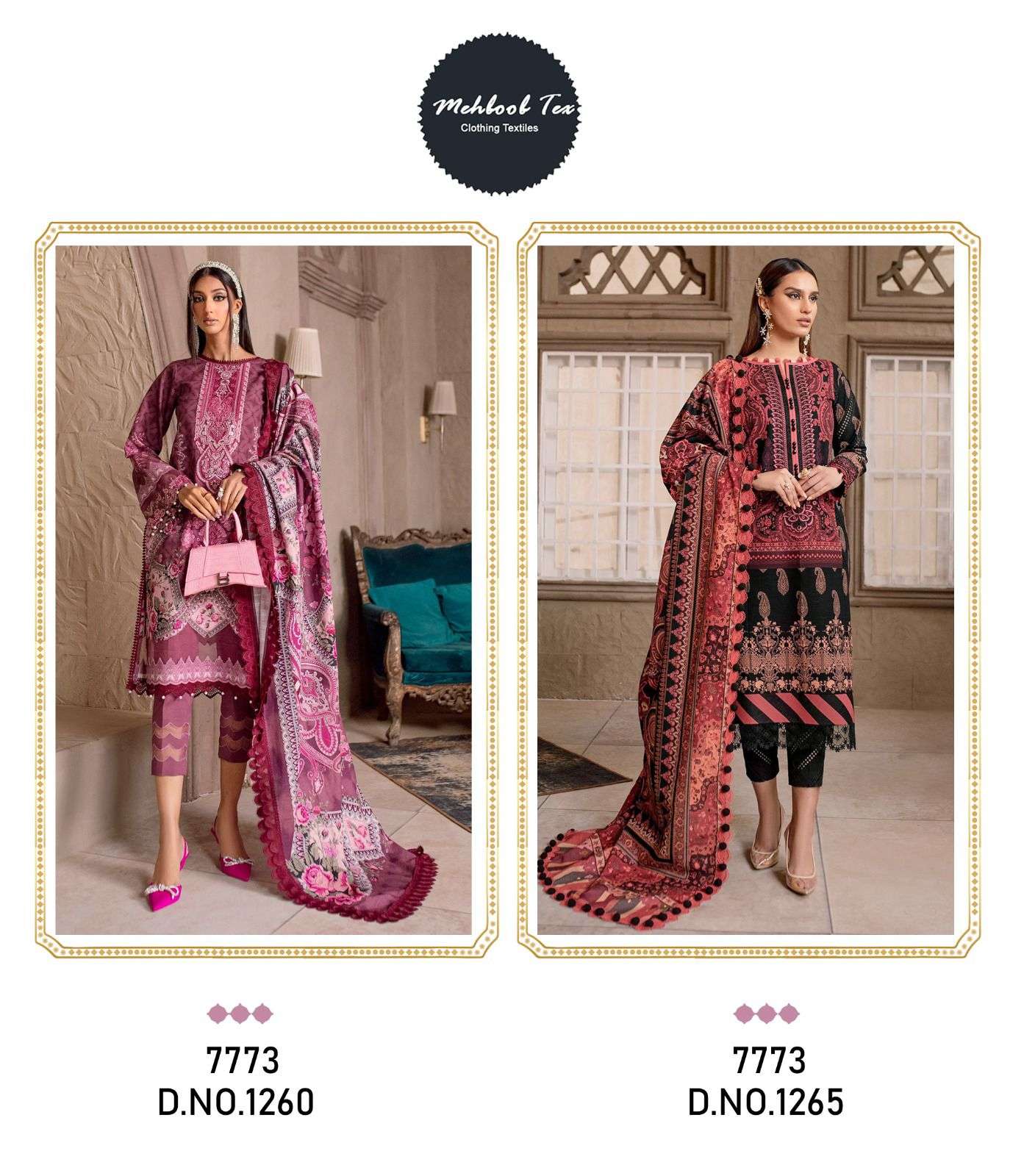 Mehboob Tex 1260 And 1265 Chiffon Dupatta Pakistani Suits Wholesae catalog