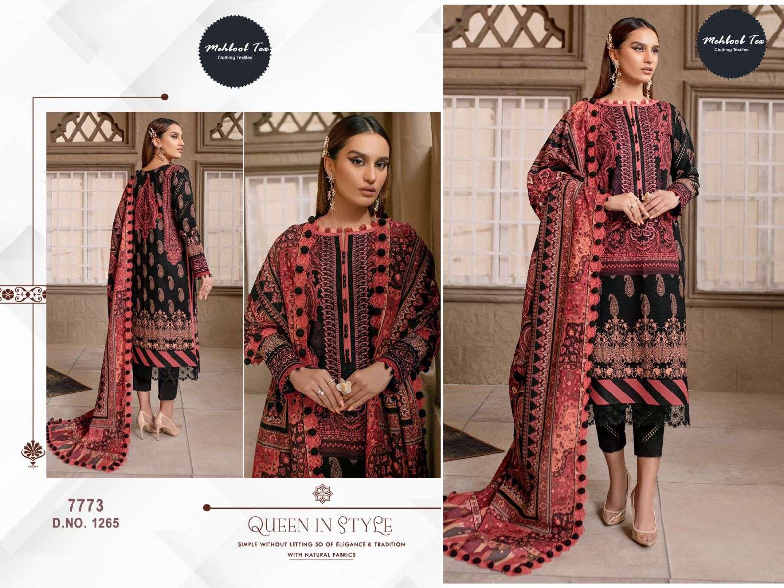 Mehboob Tex 1260 And 1265 Cotton Dupatta Pakistani Suits Wholesale catalog