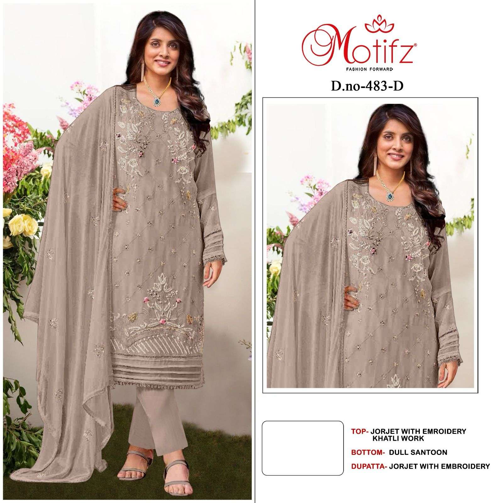 Motifz 483 Georgette with embroidery  Salwar Kameez Wholesale catalog