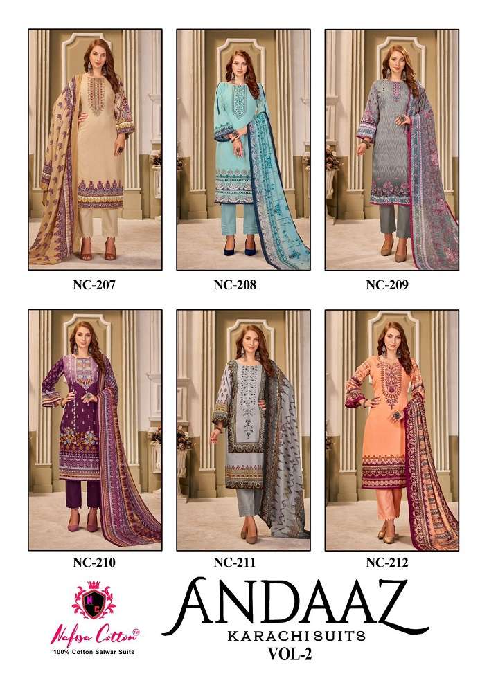 Nafisa Andaaz Karachi Suits Vol-2 -Dress Material -Wholesale Catalog
