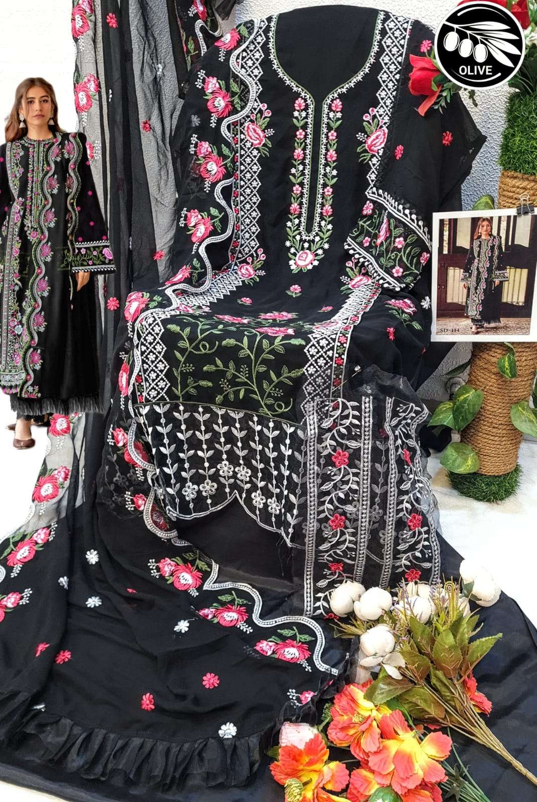 Olive Sd 114 Salwar Suit Wholesale catalog