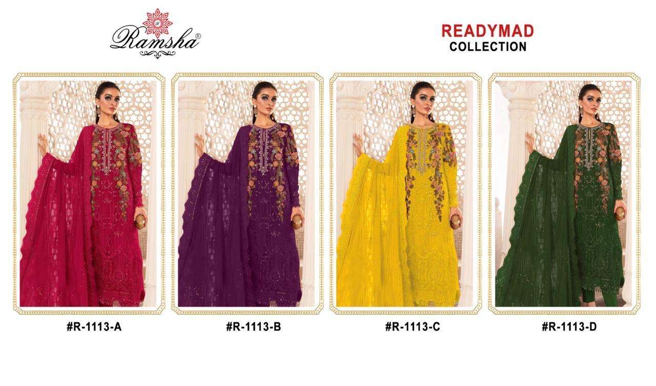 Ramsha R 1113 A To D Organza Pakistani Suits Wholesale catalog