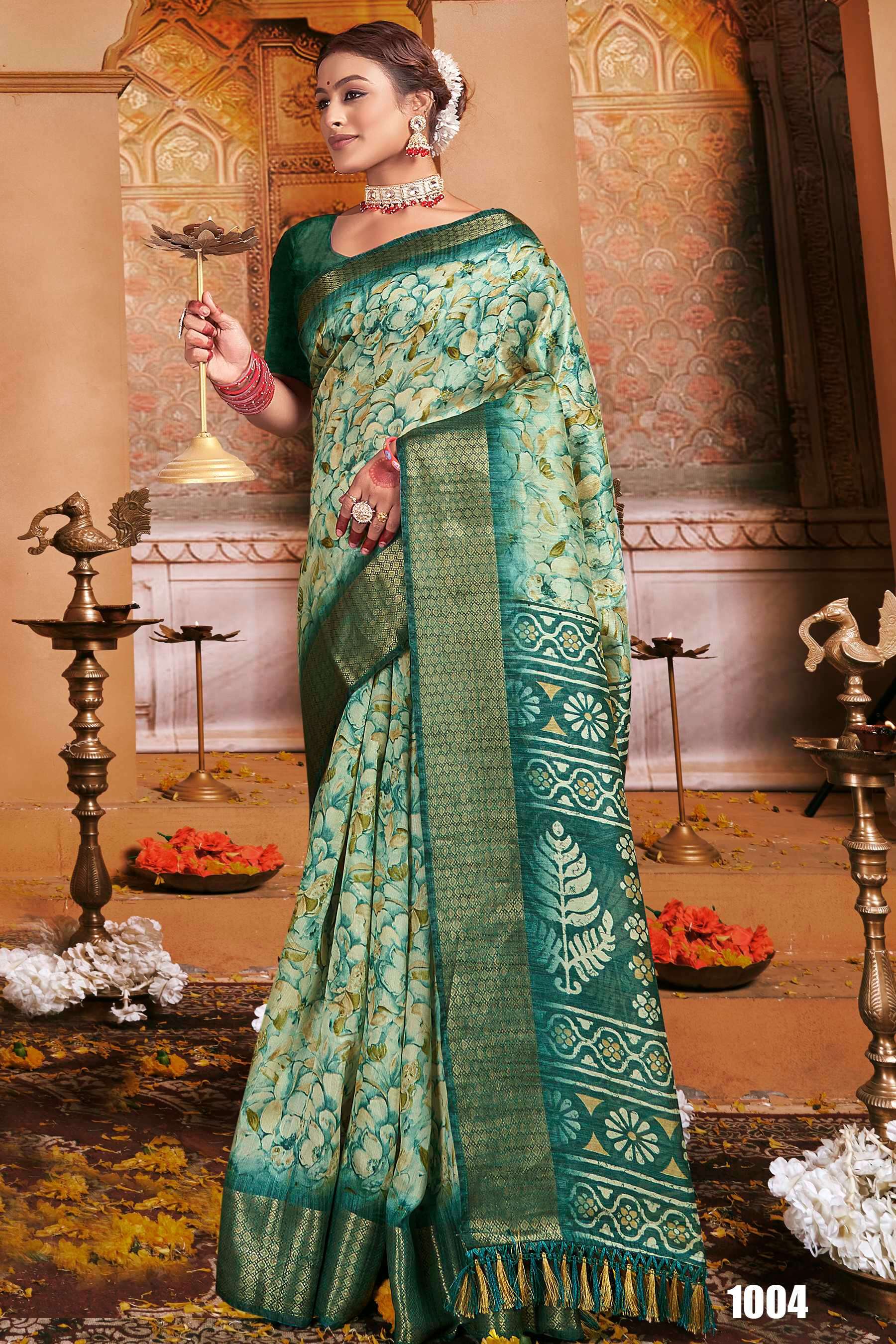 Saroj Golden Screen Vol - 13 Crystal jacquard border printed saree wholesale catalog