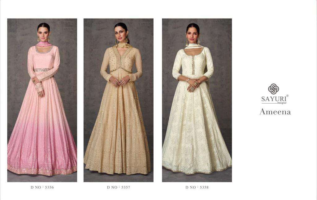 Sayuri Ameena Real Georgette Gown With Dupatta Wholesale catalog