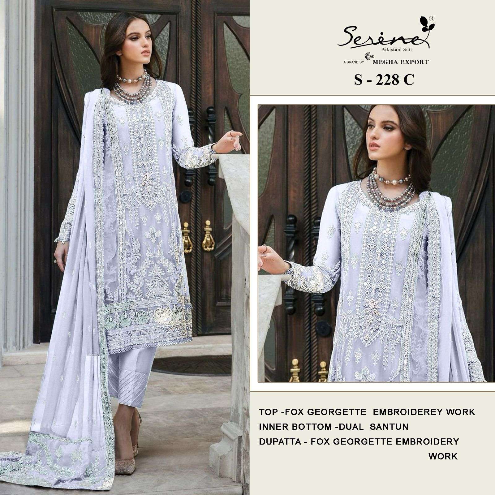 Serine S 228 A To D Faux Georgette Pakistani Suits Wholesale catalog