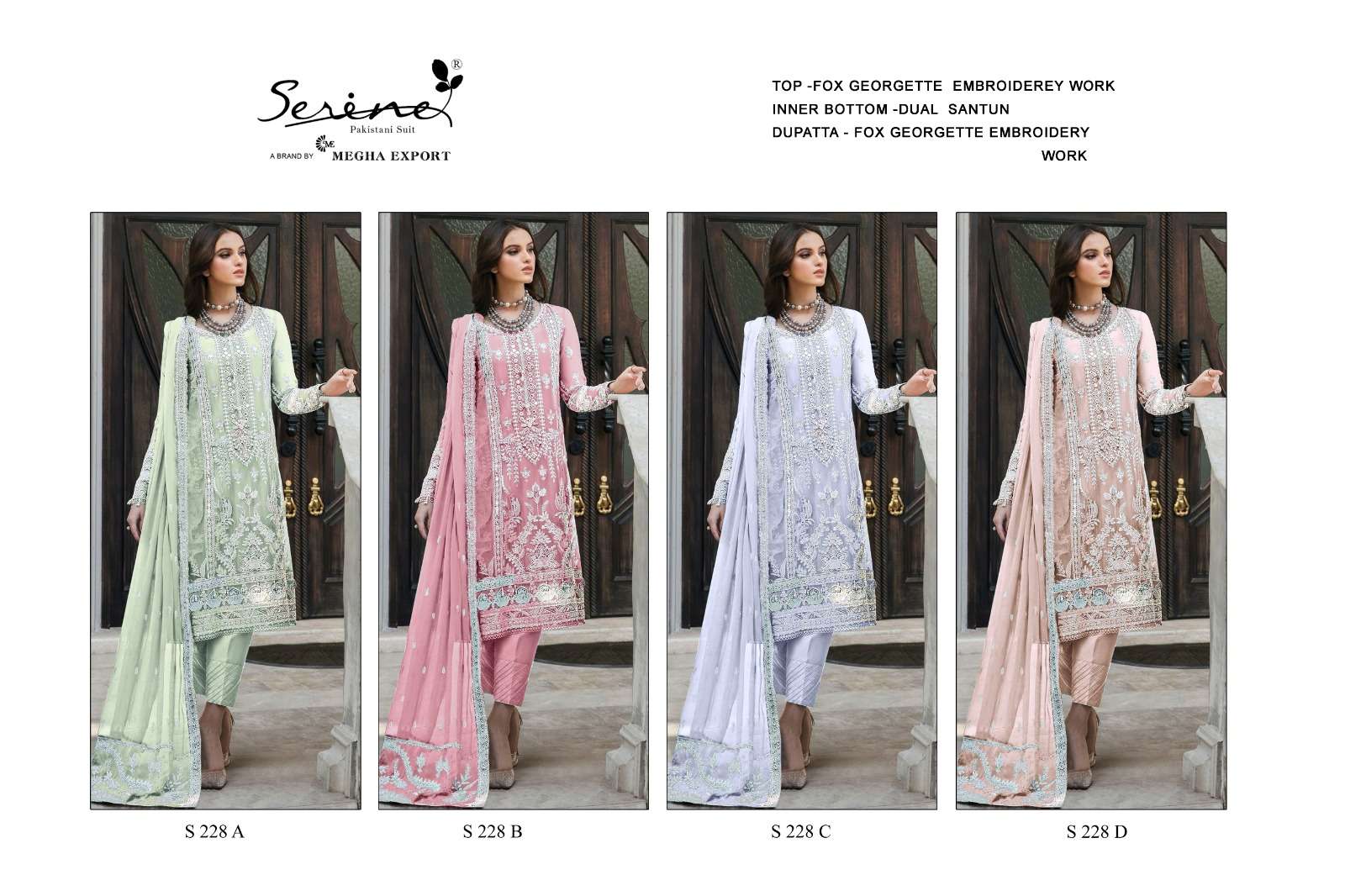 Serine S 228 A To D Faux Georgette Pakistani Suits Wholesale catalog
