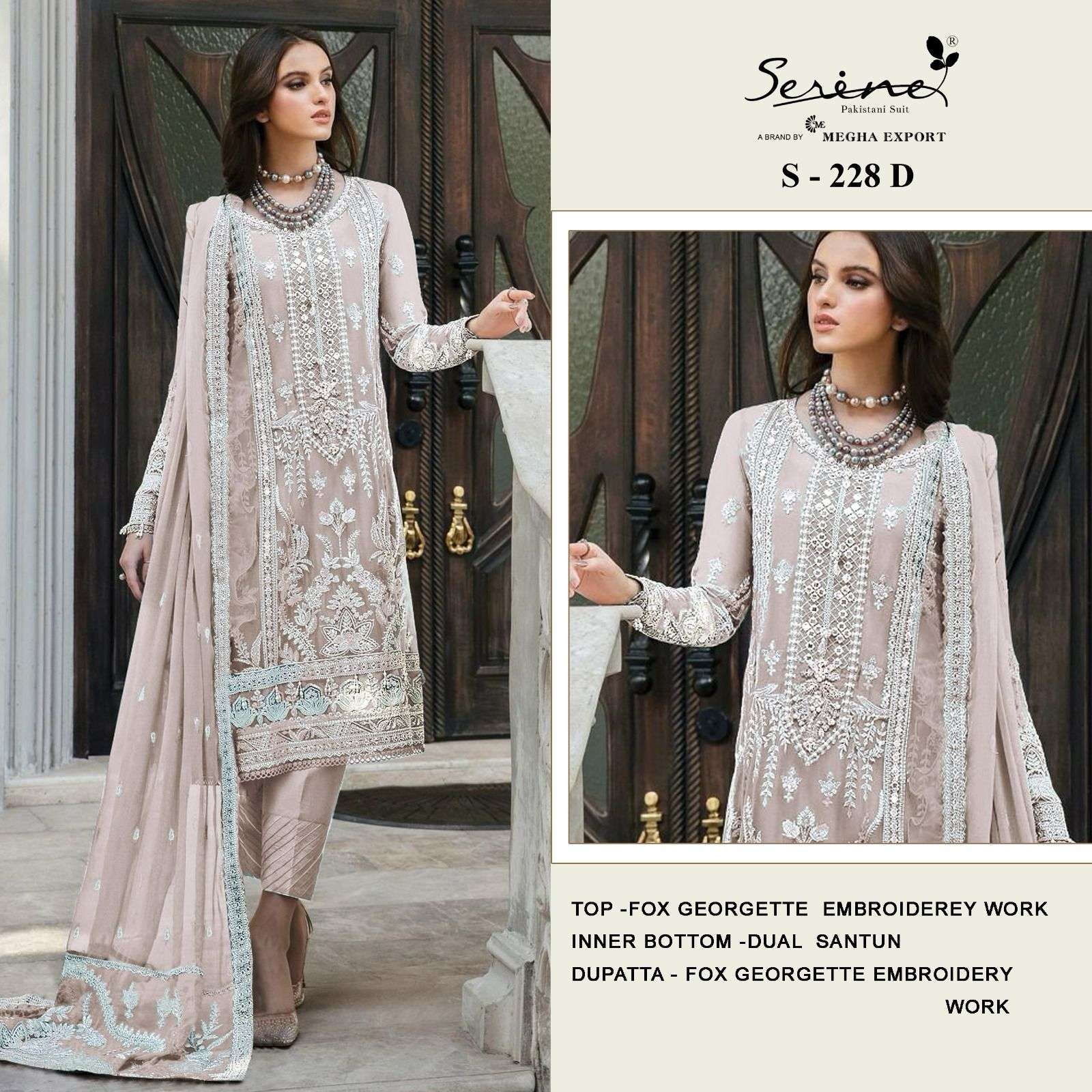 Serine S 228 A To D Faux Georgette Pakistani Suits Wholesale catalog