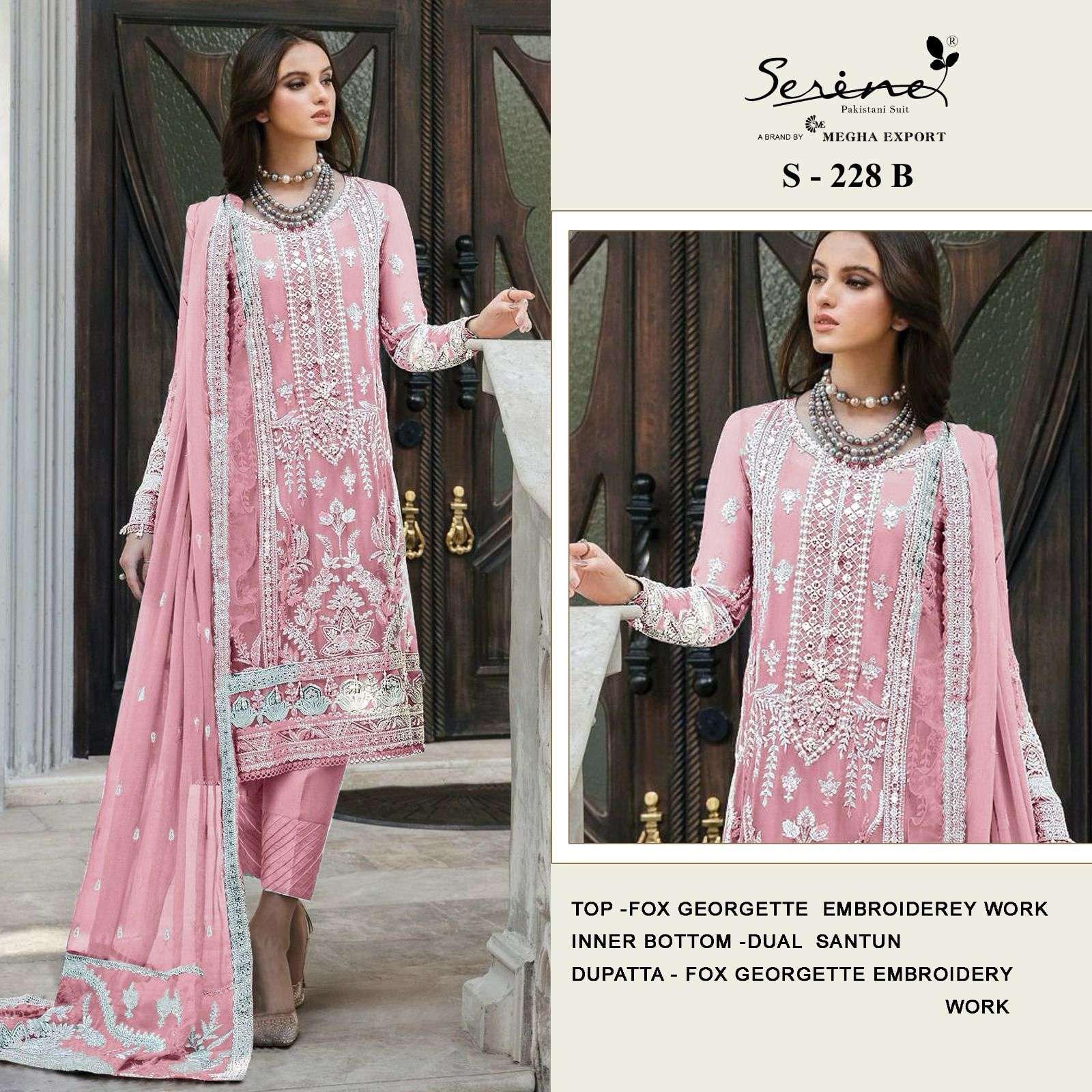 Serine S 228 A To D Faux Georgette Pakistani Suits Wholesale catalog