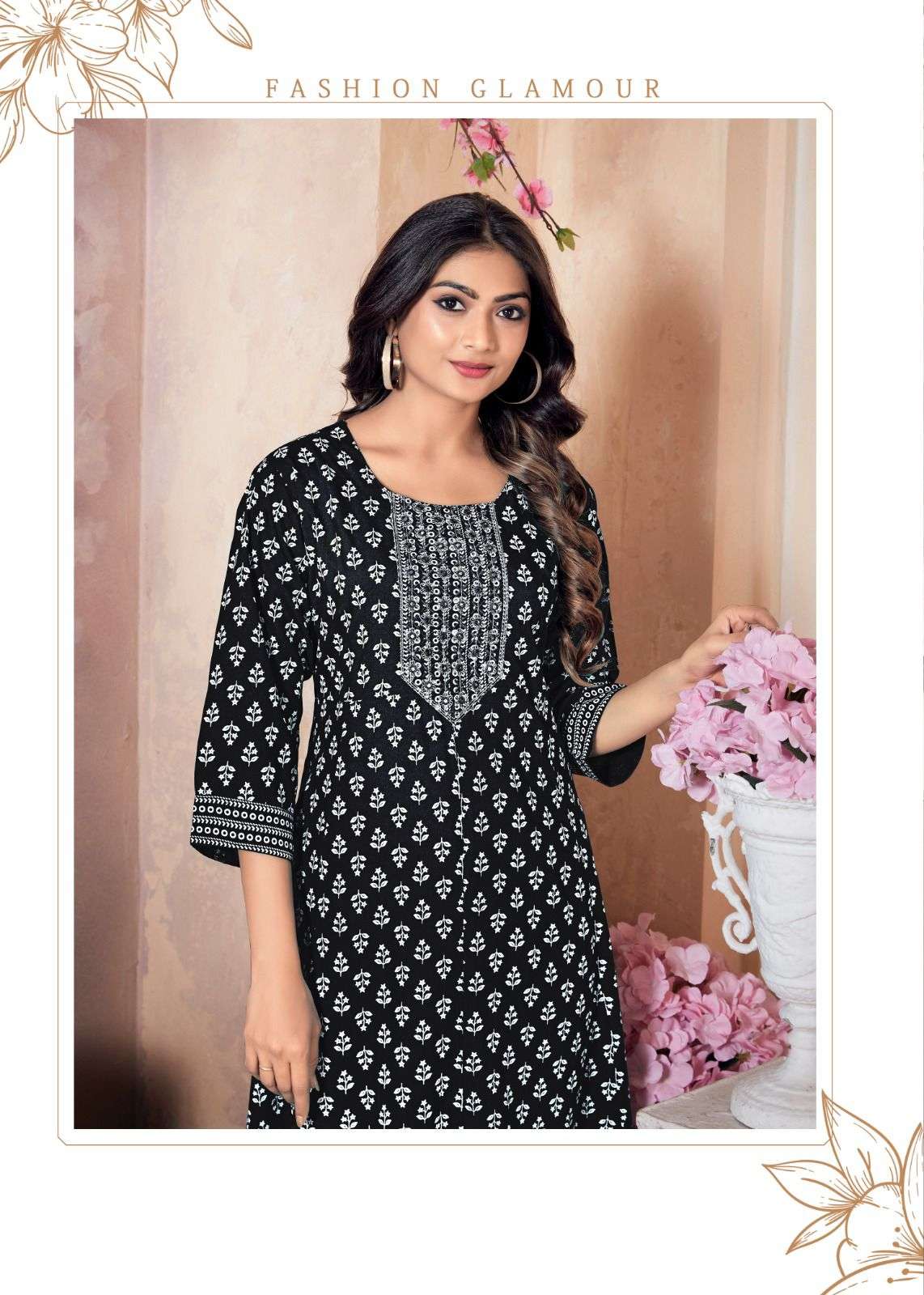 VAIBHAVI RAYON KHADI GOLD PRINT Kurti Wholesale catalog