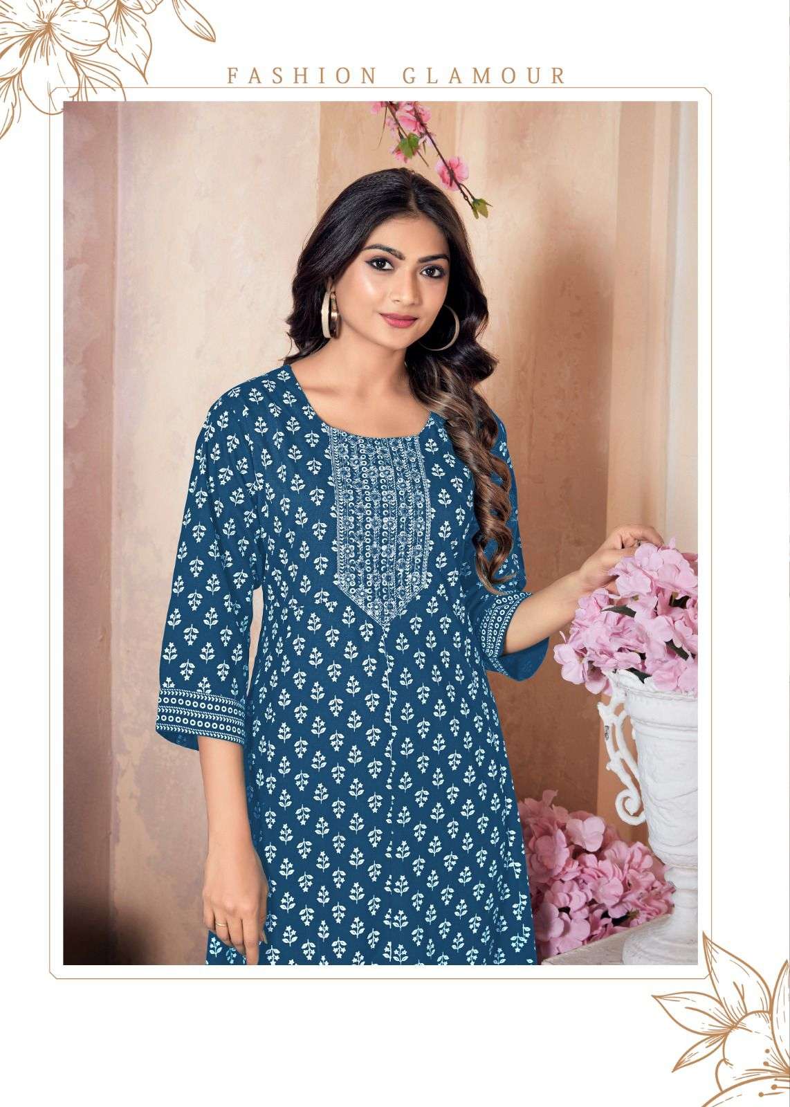 VAIBHAVI RAYON KHADI GOLD PRINT Kurti Wholesale catalog