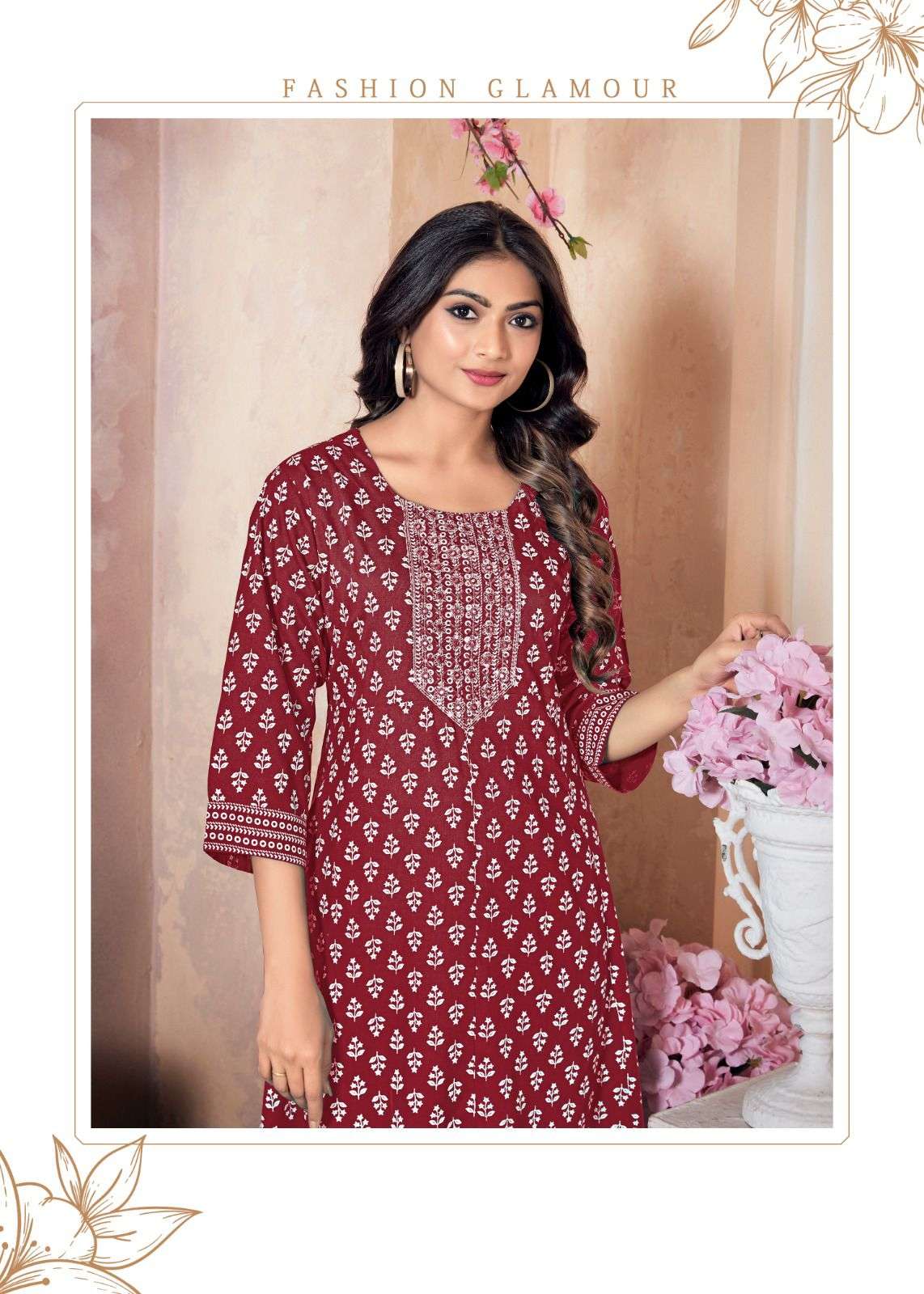 VAIBHAVI RAYON KHADI GOLD PRINT Kurti Wholesale catalog