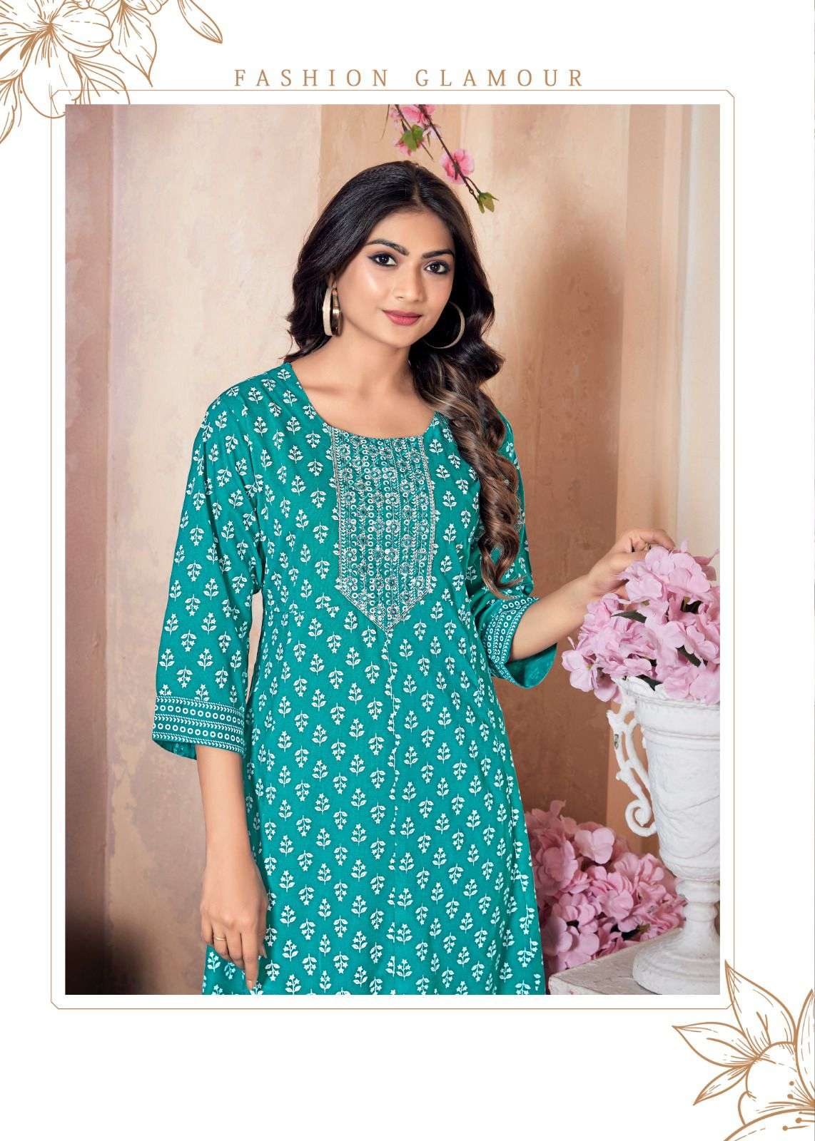 VAIBHAVI RAYON KHADI GOLD PRINT Kurti Wholesale catalog