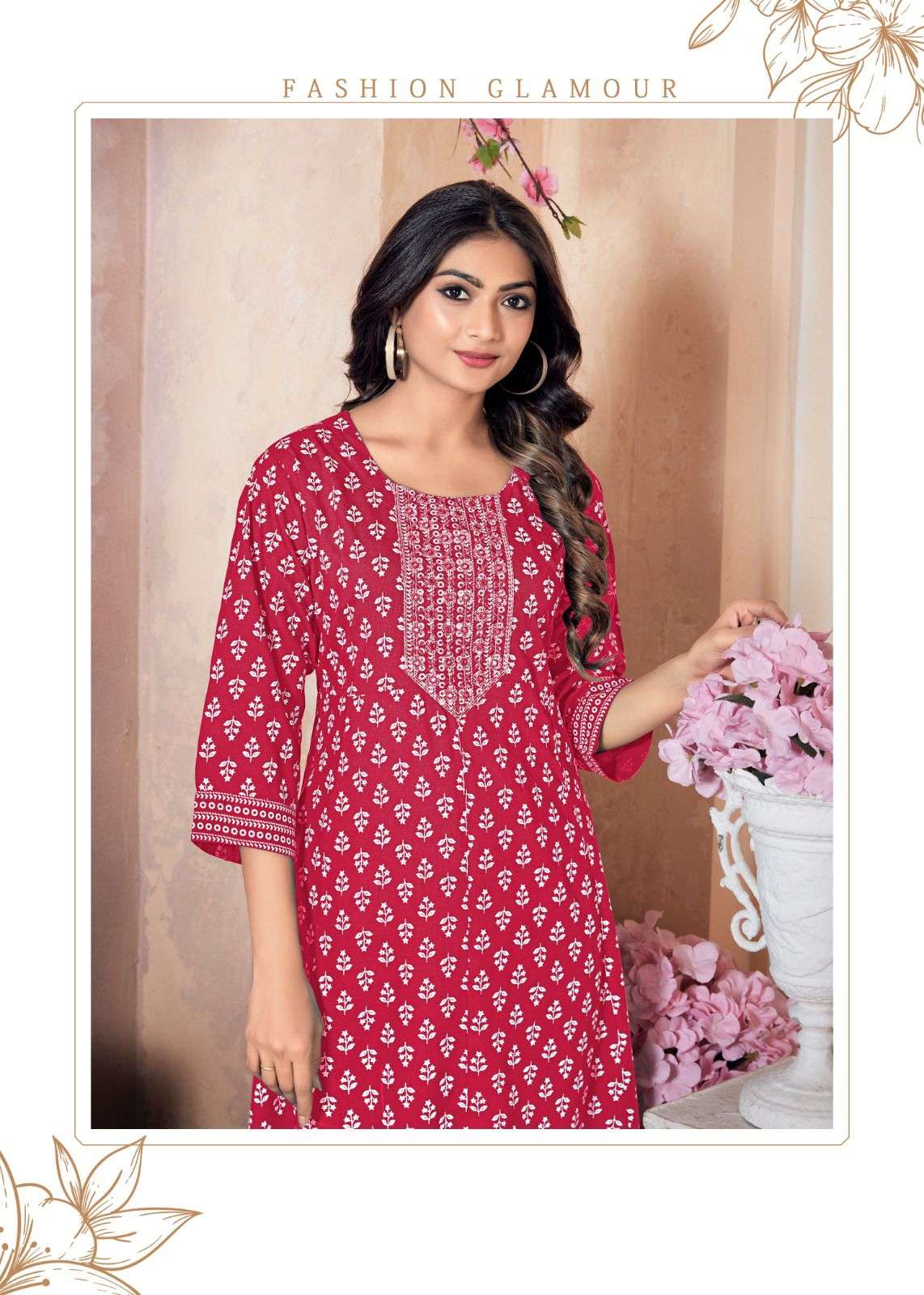 VAIBHAVI RAYON KHADI GOLD PRINT Kurti Wholesale catalog