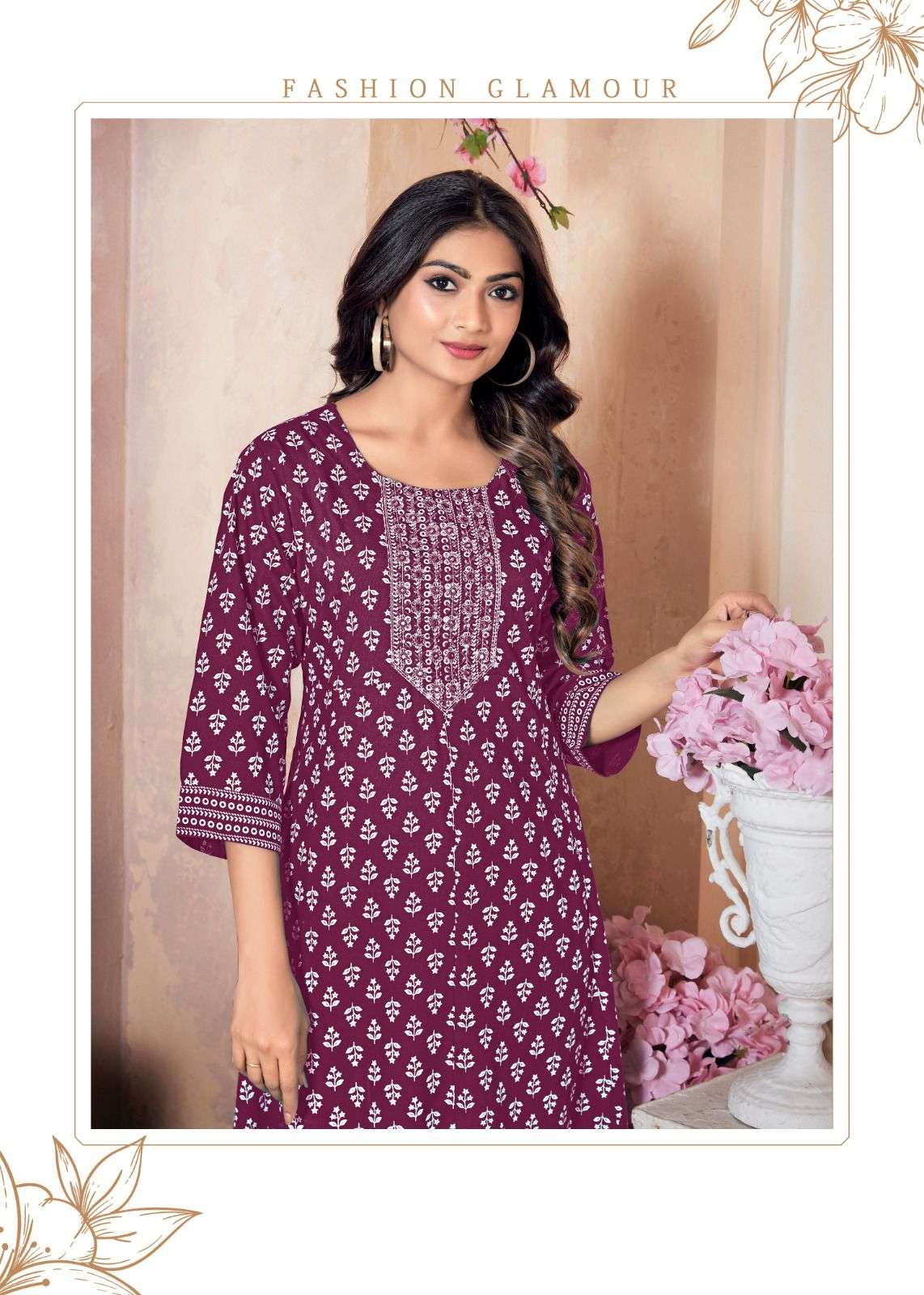 VAIBHAVI RAYON KHADI GOLD PRINT Kurti Wholesale catalog