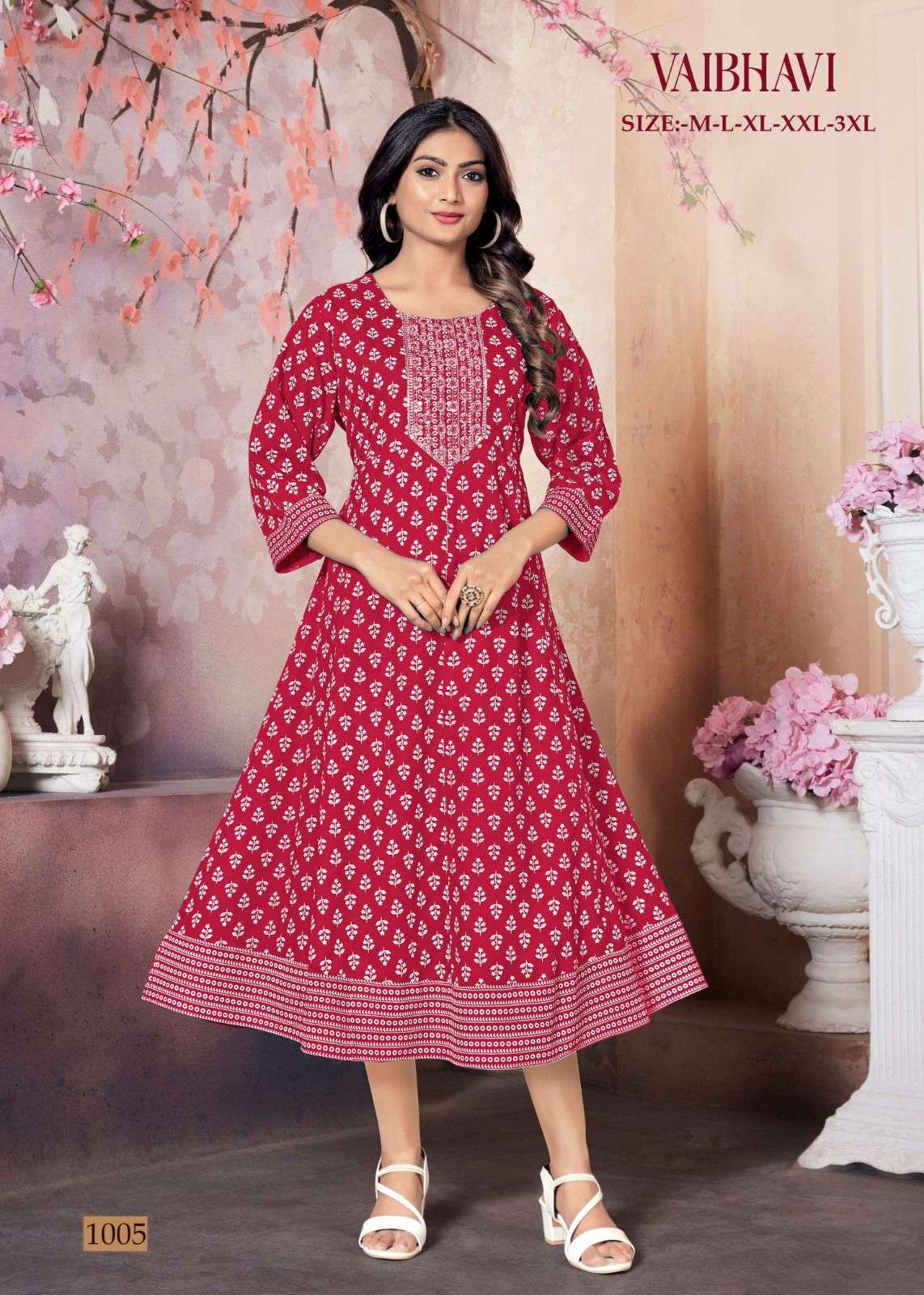 VAIBHAVI RAYON KHADI GOLD PRINT Kurti Wholesale catalog