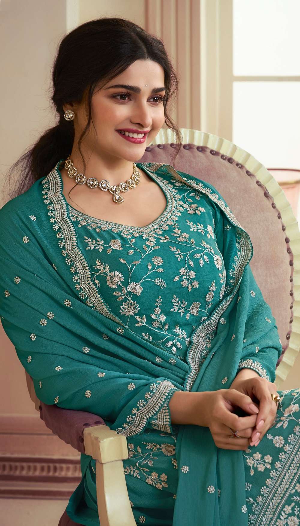 Vinay Kaseesh Suhaani Chinnon Embroidery Salwar Suits Wholesale catalog