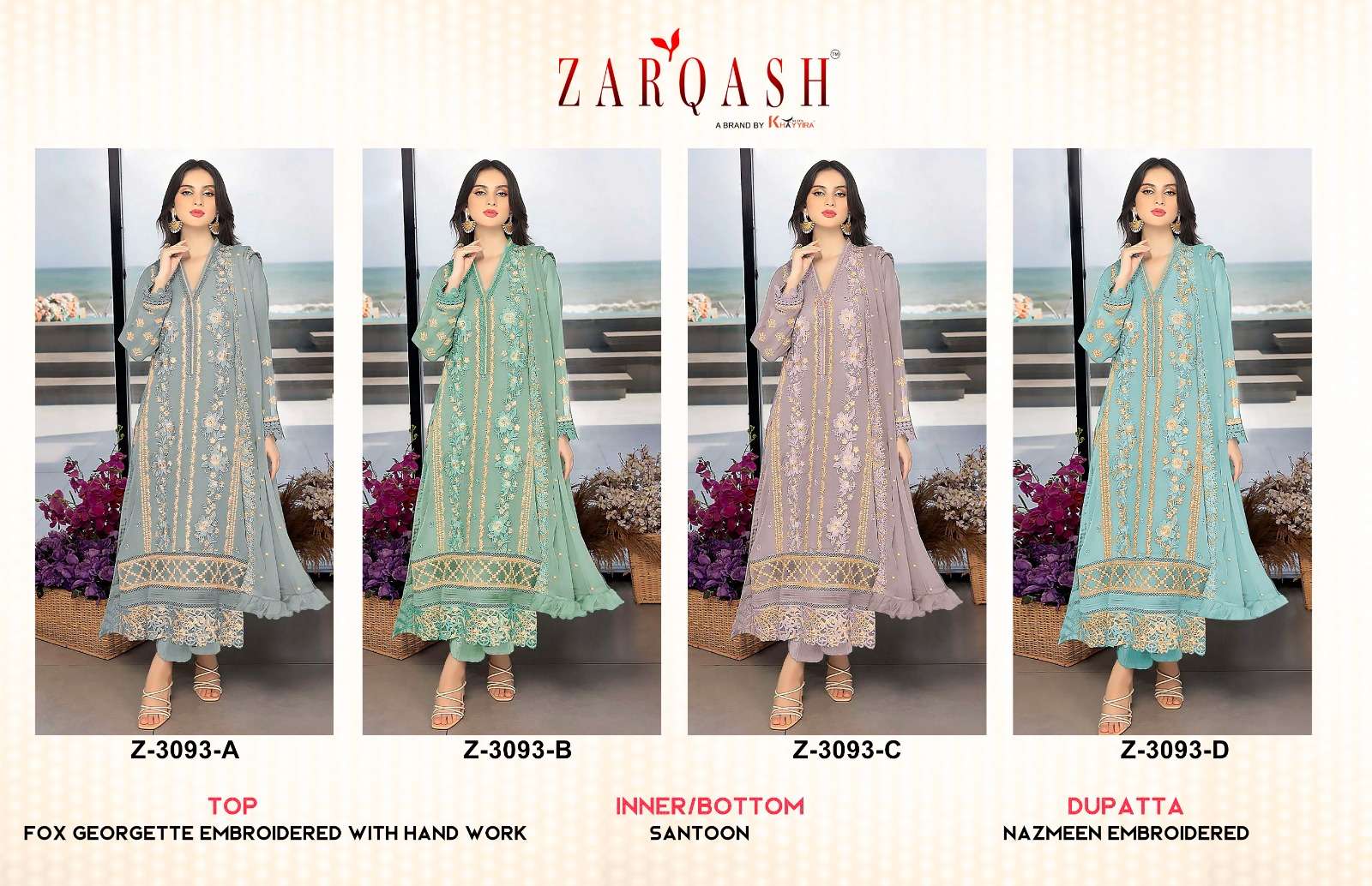 Zarqash Z 3093 Georgette Salwar Kameez Wholesale catalog