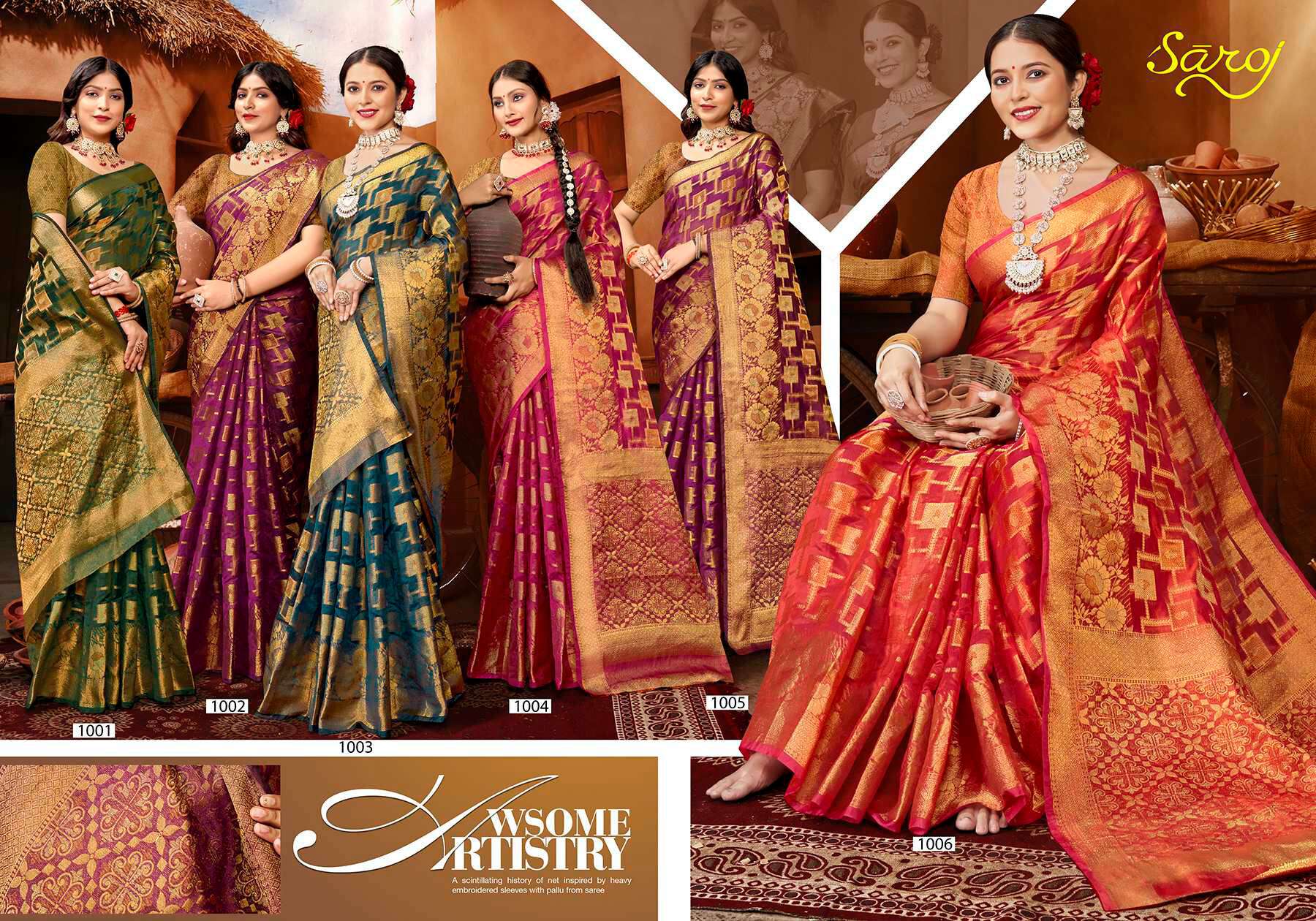  Saroj Mast Kalandar vol.2 Organza silk Saree Wholesale catalog    