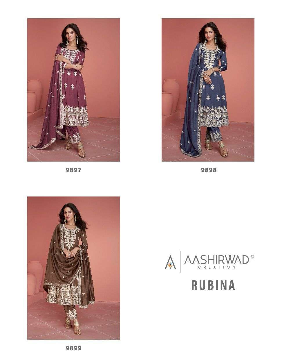 Aashirwad Gulkand Rubina Premium Silk Salwar Kameez Wholesale catalog