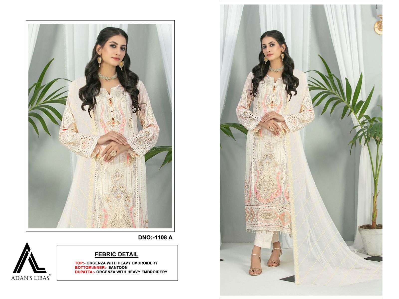 Adan Libas 1108 Organza Pakistani  Suits Wholesale catalog