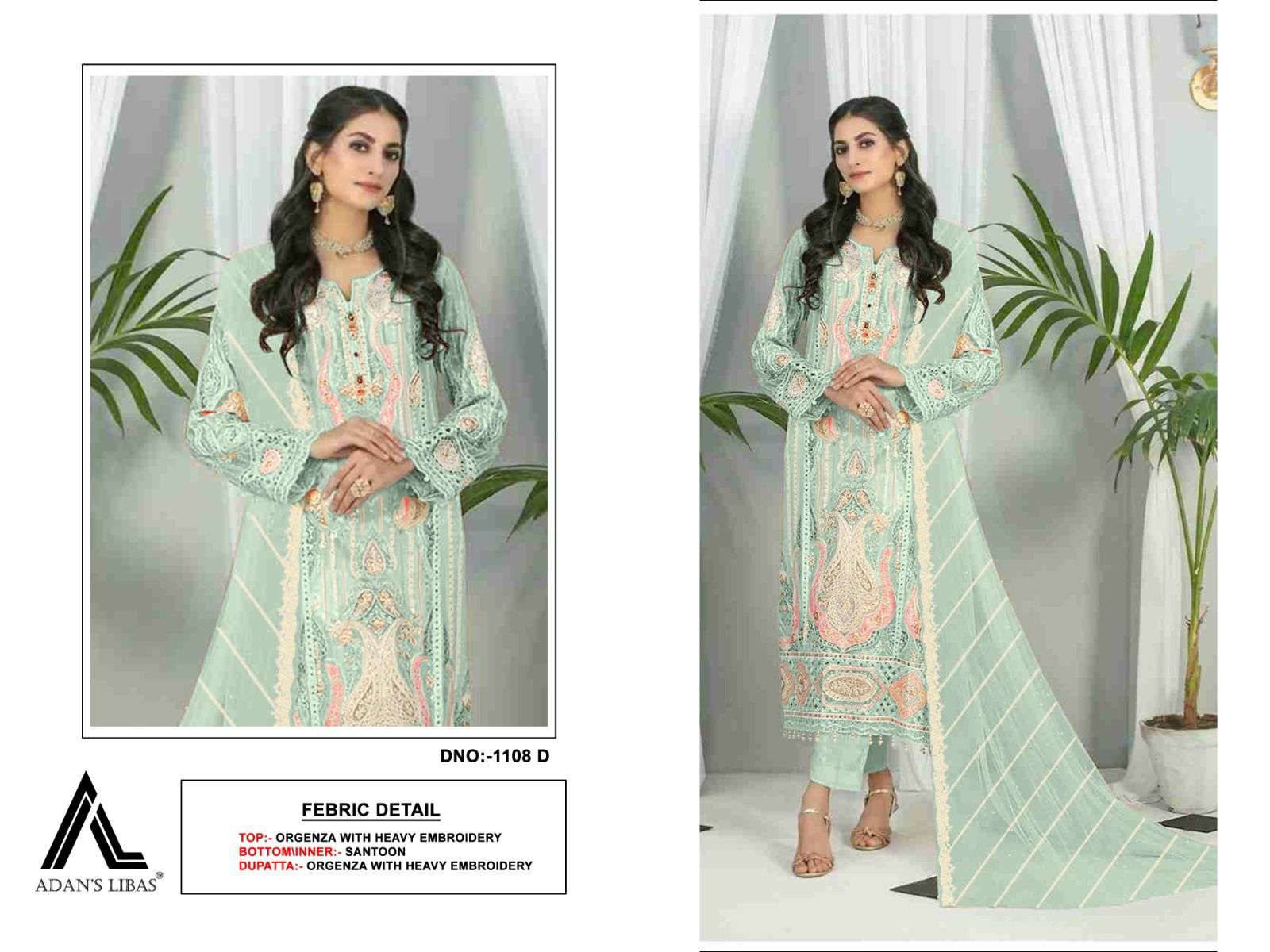 Adan Libas 1108 Organza Pakistani  Suits Wholesale catalog