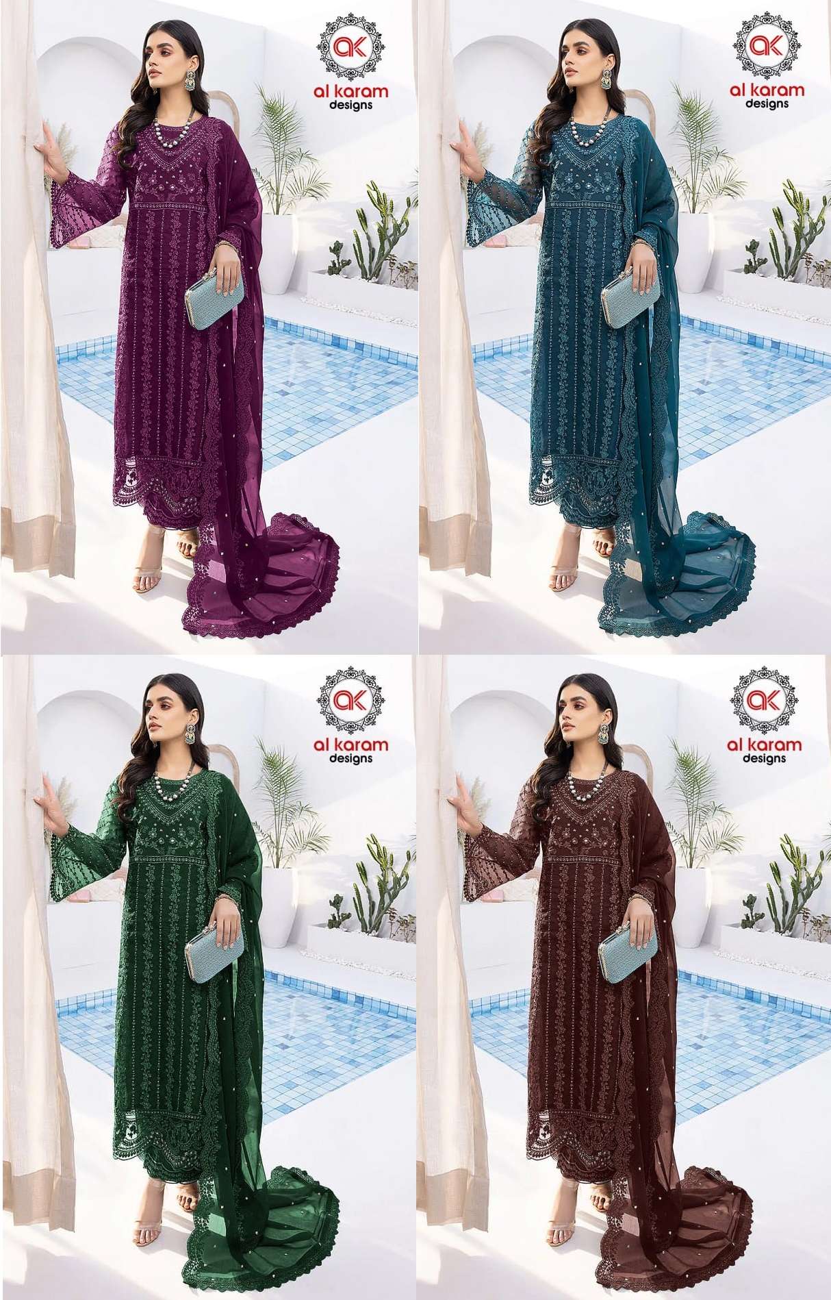 Al Karam 8786 Organza Embroidery Salwar Kameez  Wholesale catalog
