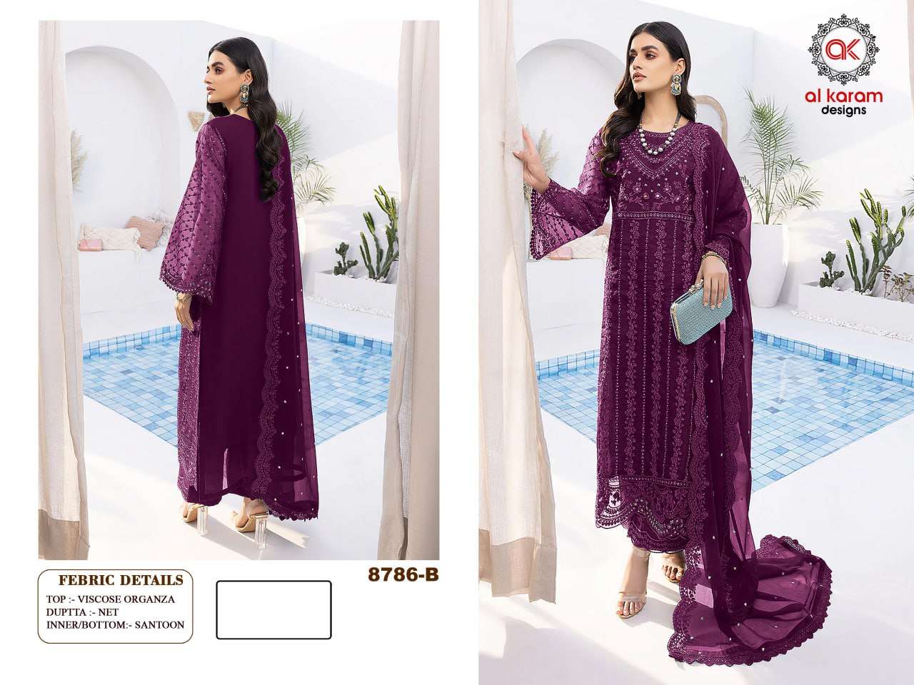 Al Karam 8786 Organza Embroidery Salwar Kameez  Wholesale catalog