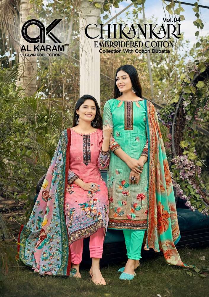Al Karam Chikankari Embroidery Lawn Collection Vol-4 – Dress Material -Wholesale Catalog