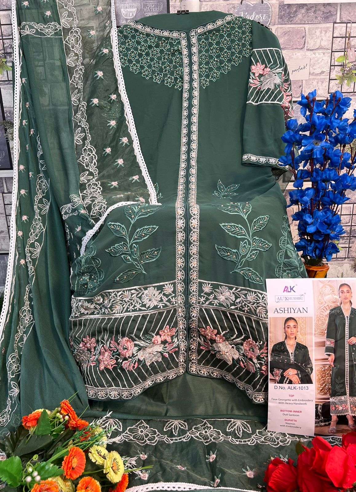 Alk Khushbu Ashiyan 1013 Embroidery Salwar Kameez Wholesale catalog