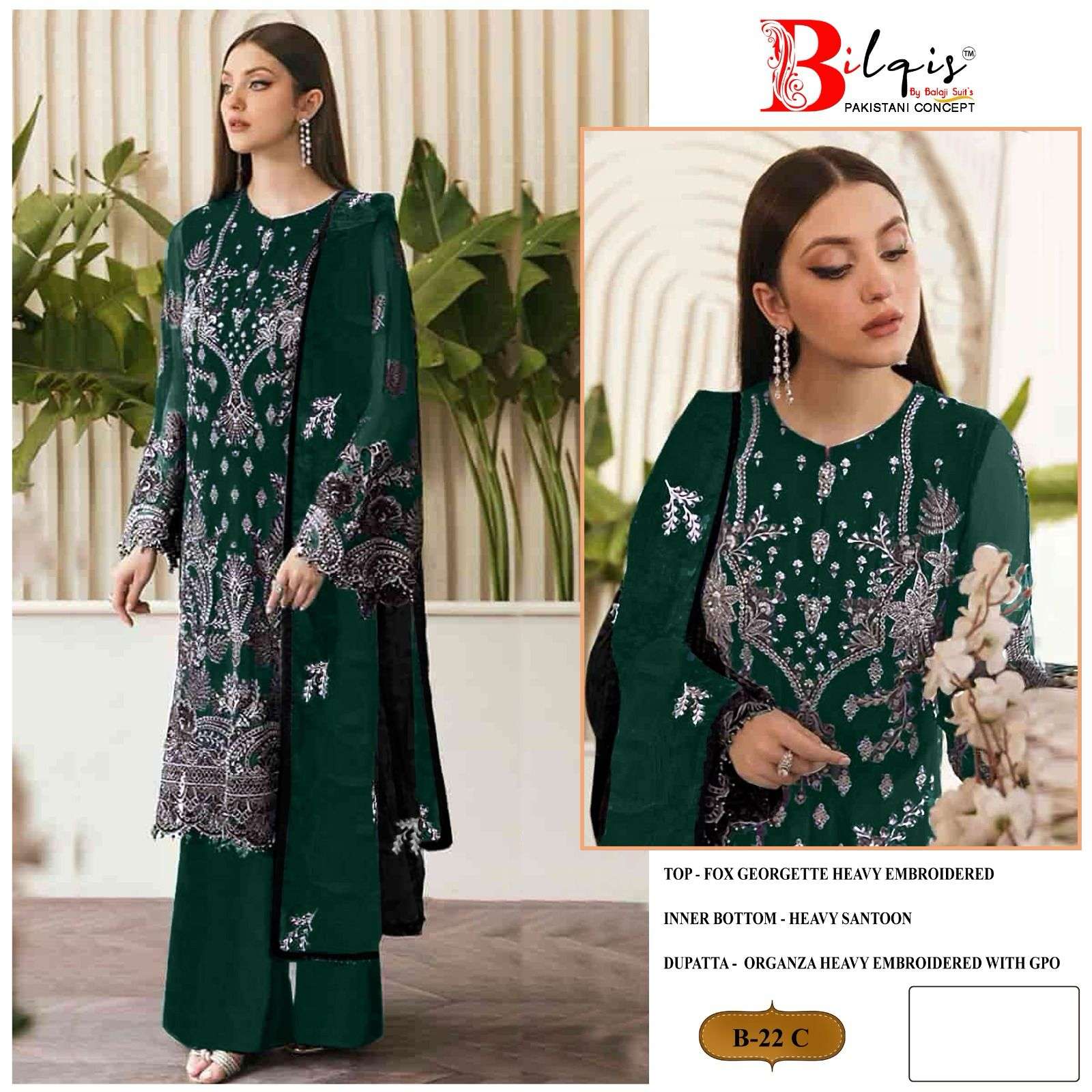 Bilqis B 22 A To D Georgette Salwar Kameez Wholesale catalog