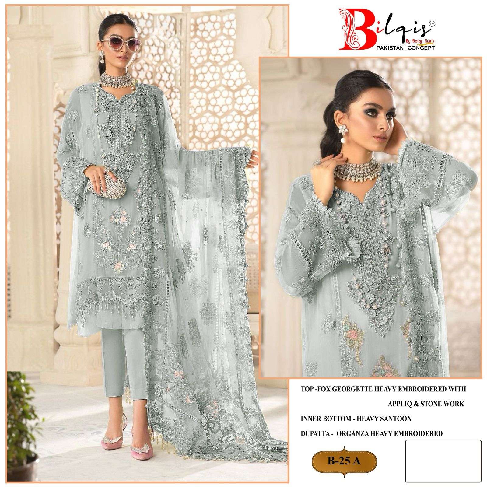 Bilqis B 25 A TO D Georgette Pakistani Suit Wholesale catalog