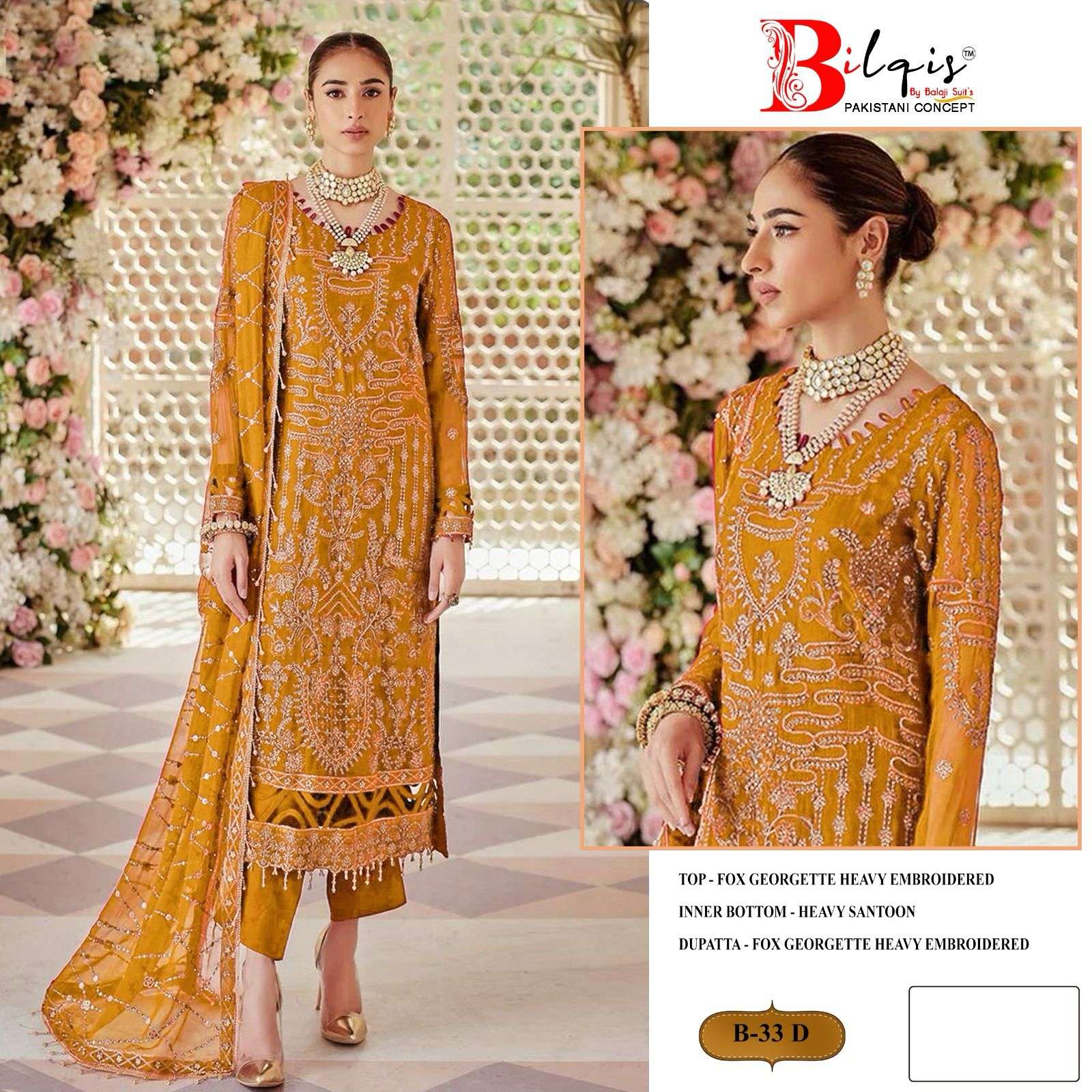 Bilqis B 33 A To D Georgette Salwar Kameez Wholesale catalog