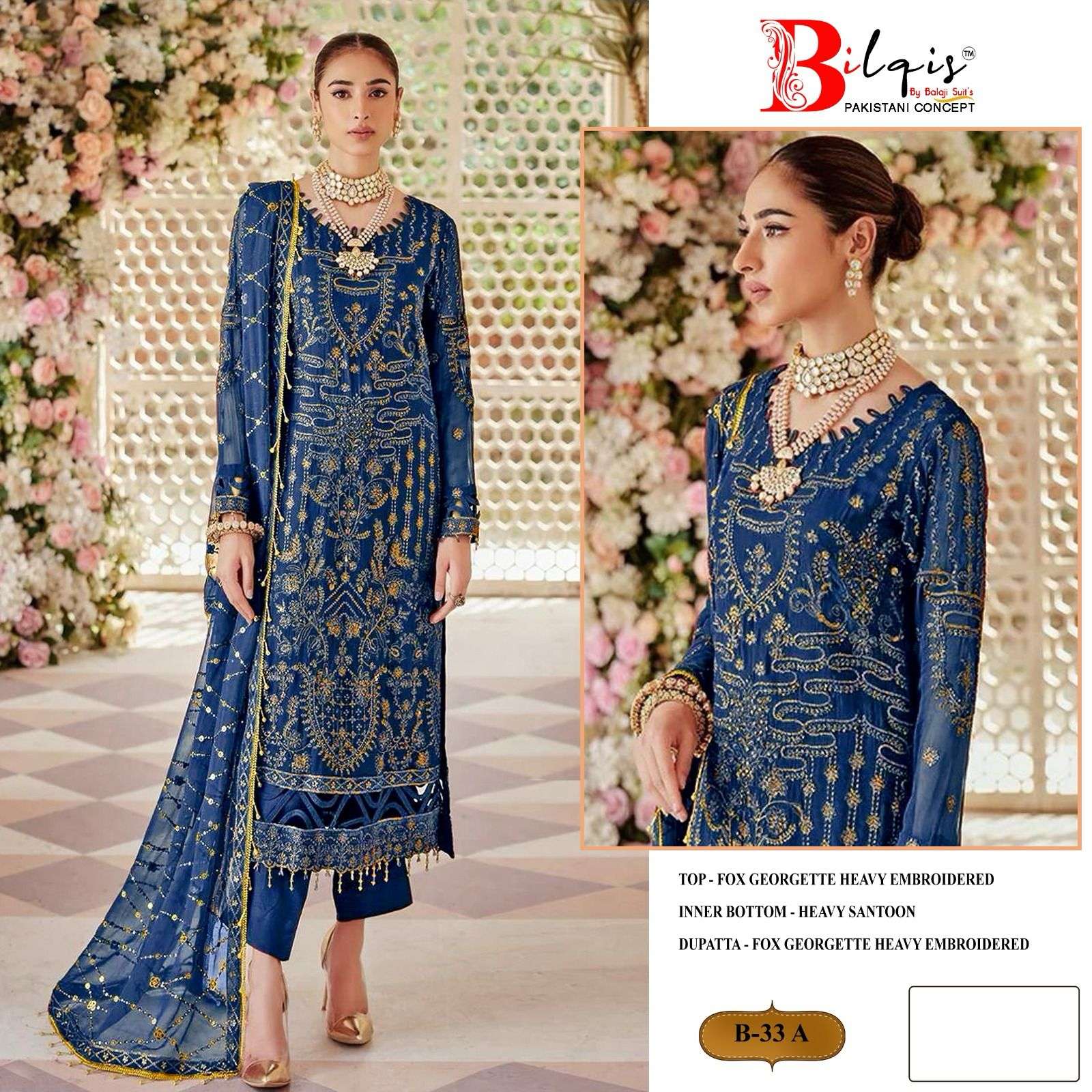 Bilqis B 33 A To D Georgette Salwar Kameez Wholesale catalog