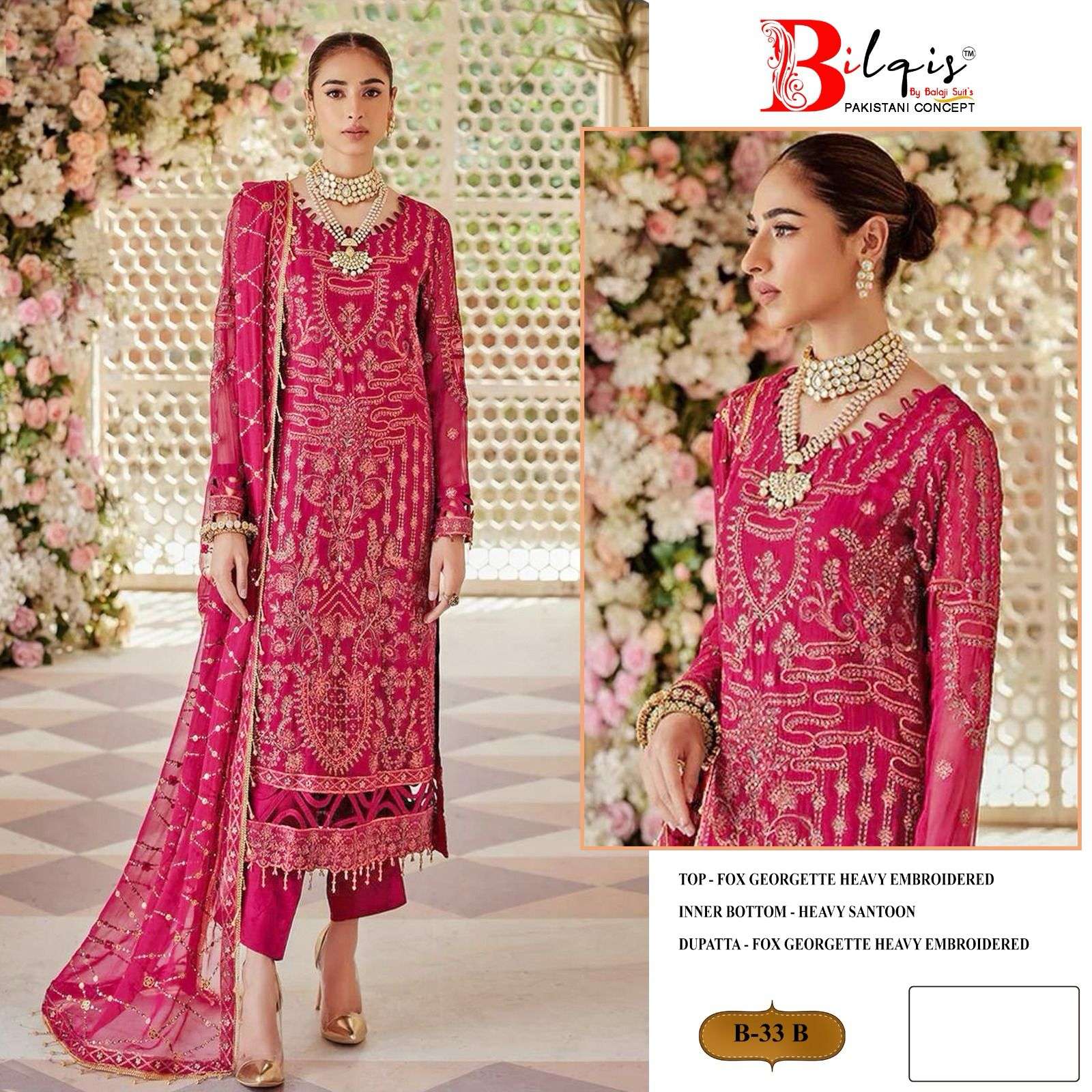 Bilqis B 33 A To D Georgette Salwar Kameez Wholesale catalog