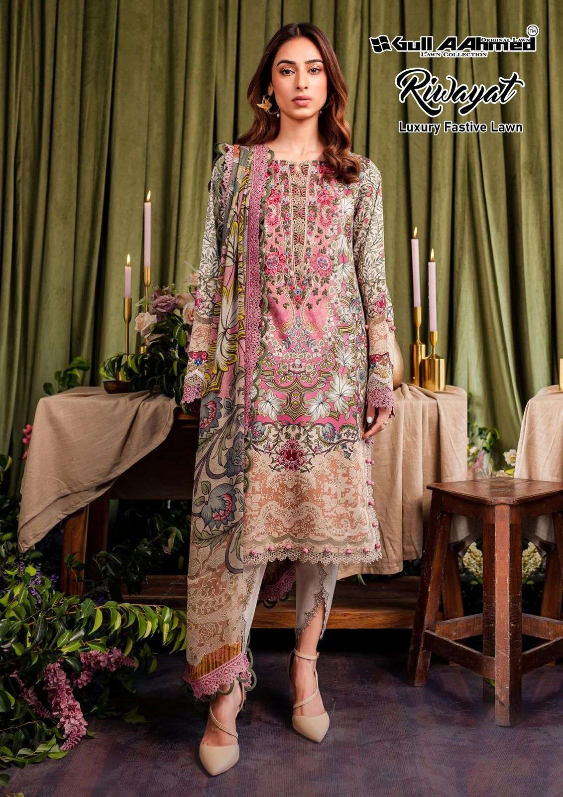 Gull A Ahmed Riwayat Vol 5 Lawn Cotton Dress Material Wholesale catalog